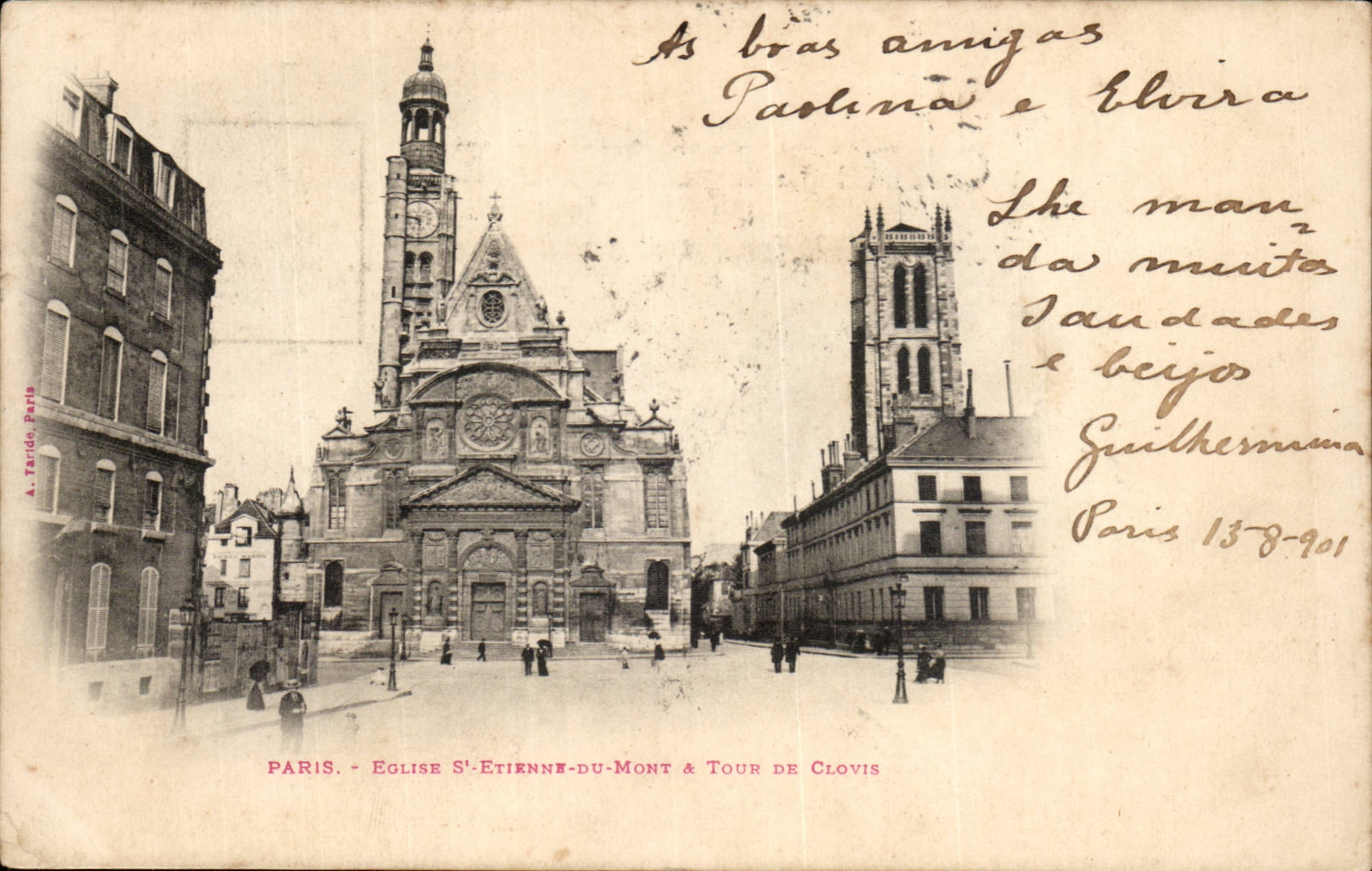 Paris CPA Eglise St Etienne du Mont et tour de Clovis