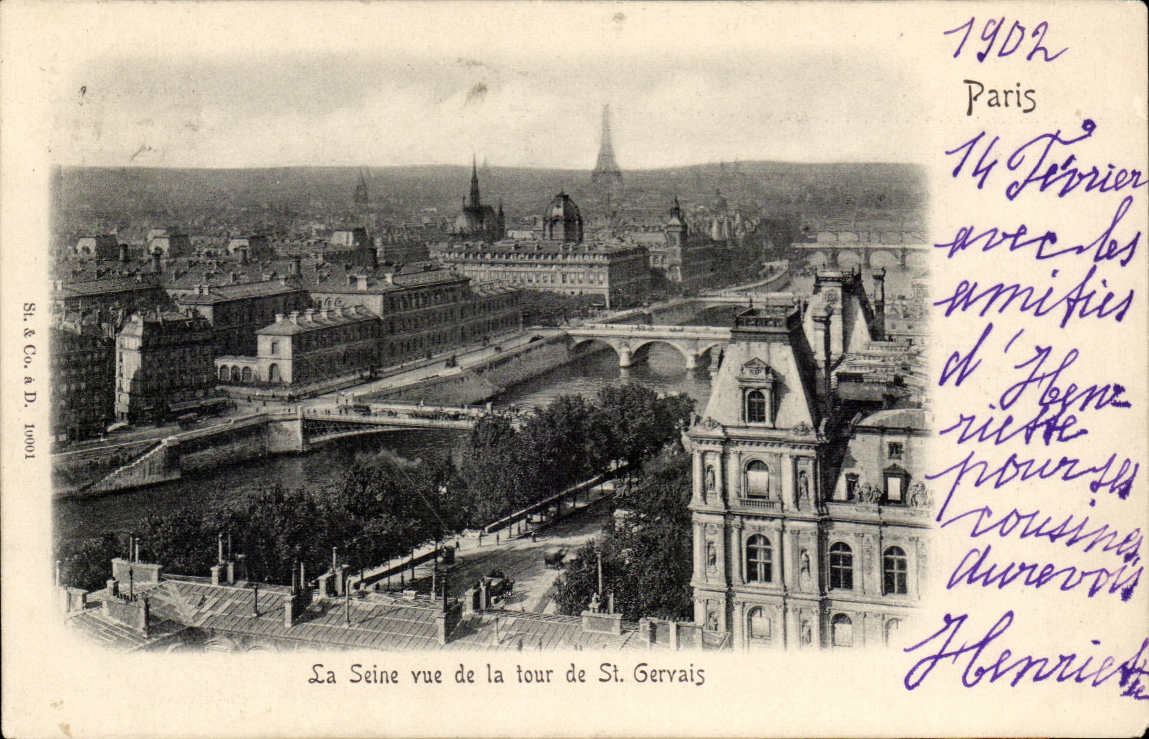 Paris CPA La Seine vue de la Tour de St Gervais (Tour Eiffel)