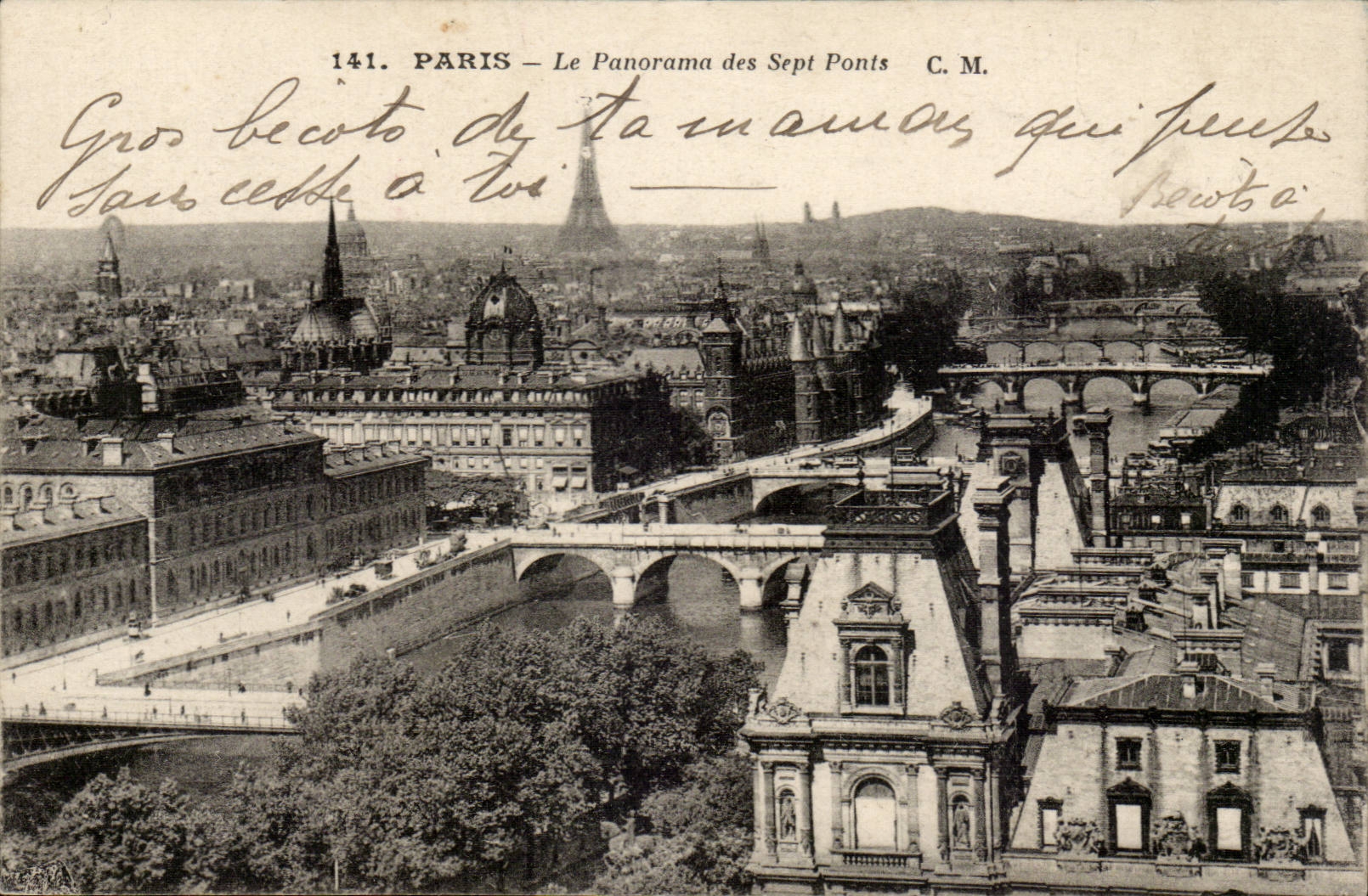 Paris CPA Panorama des sept ponts
