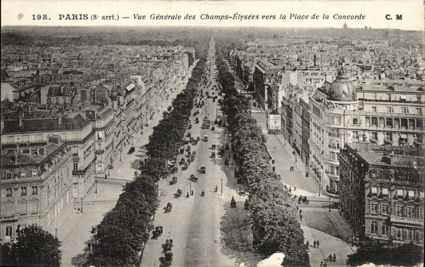 Paris CPA View of the Fields elysees towards the place of the Harmony