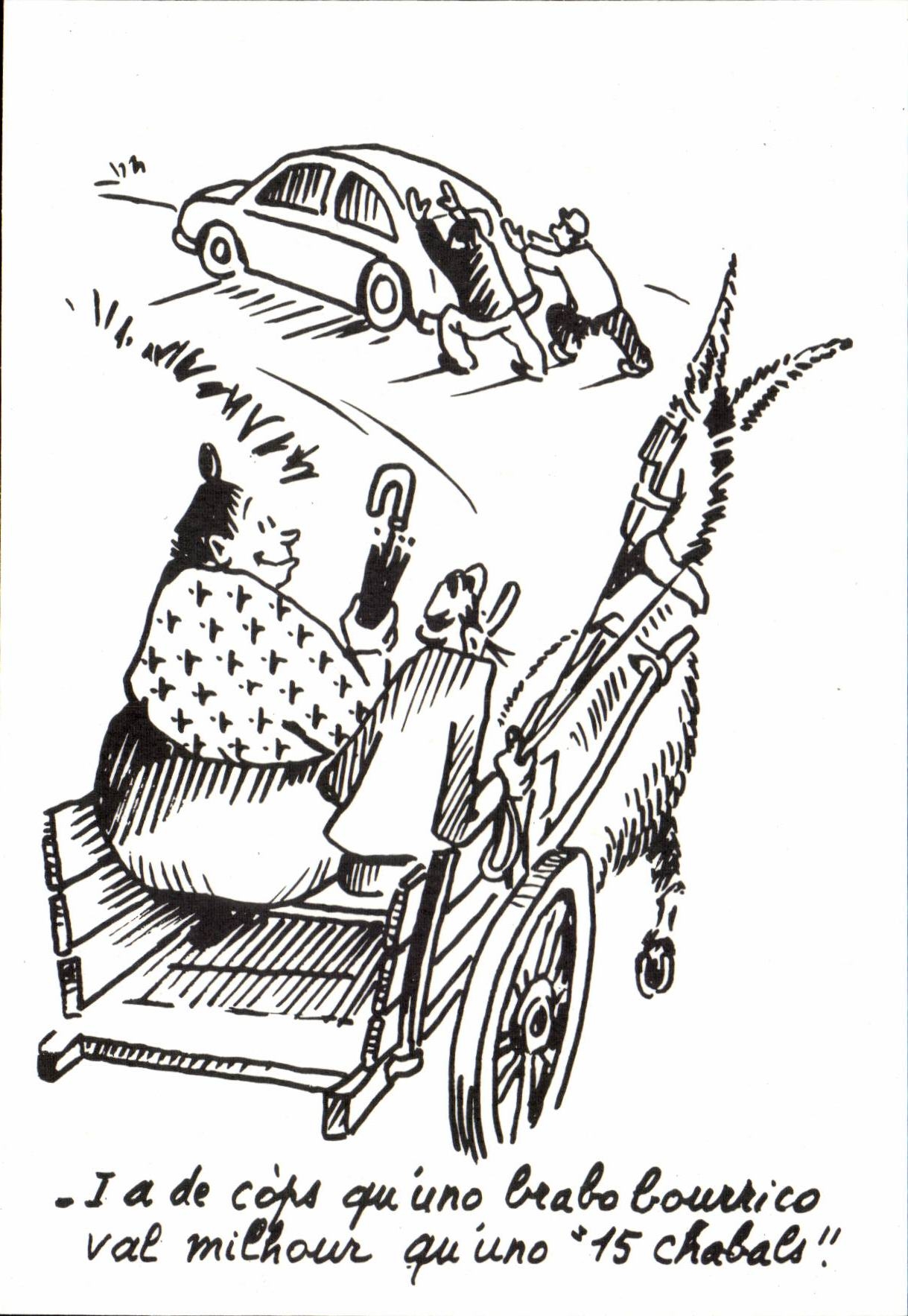 CPM Humour Dessin de Charles Mouly Tourisme motorise (automobile) ane donkey)