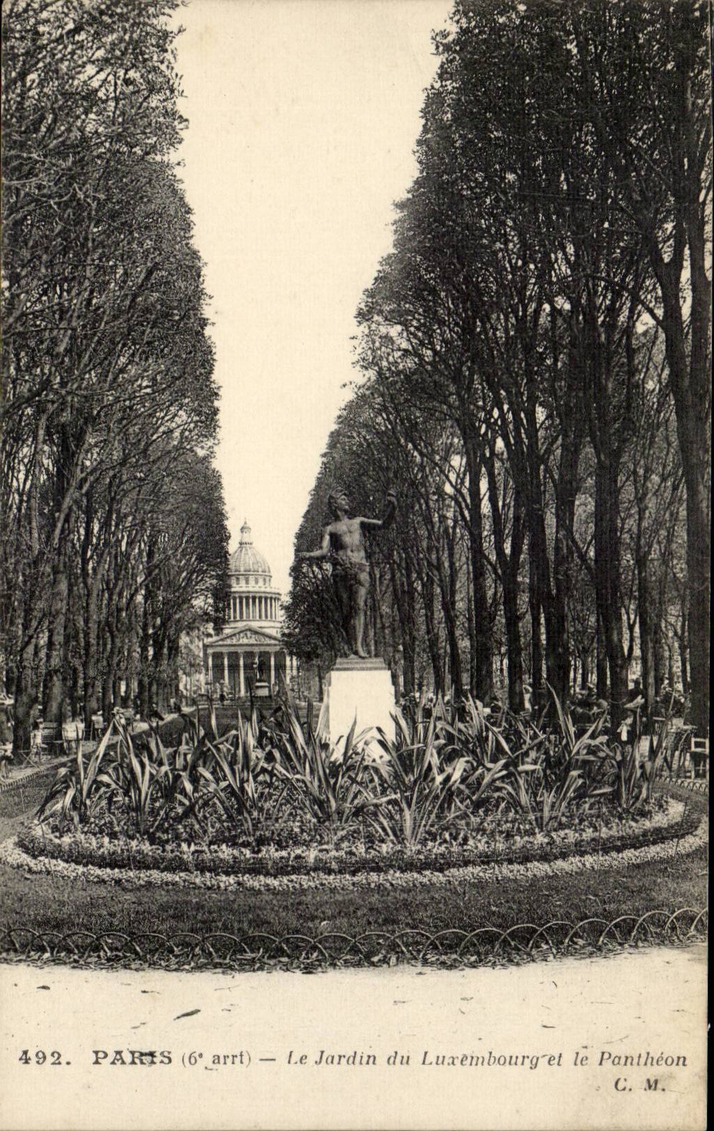 Paris CPA the garden of Luxembourg and the Pantheon