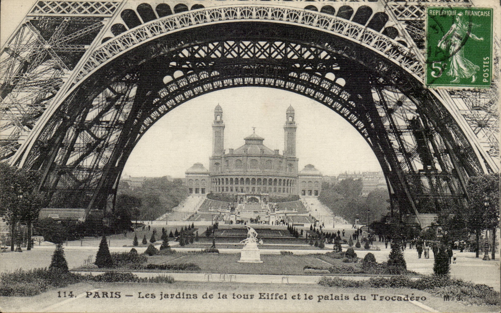 Paris CPA Trocadero seen under the Eiffel Tower