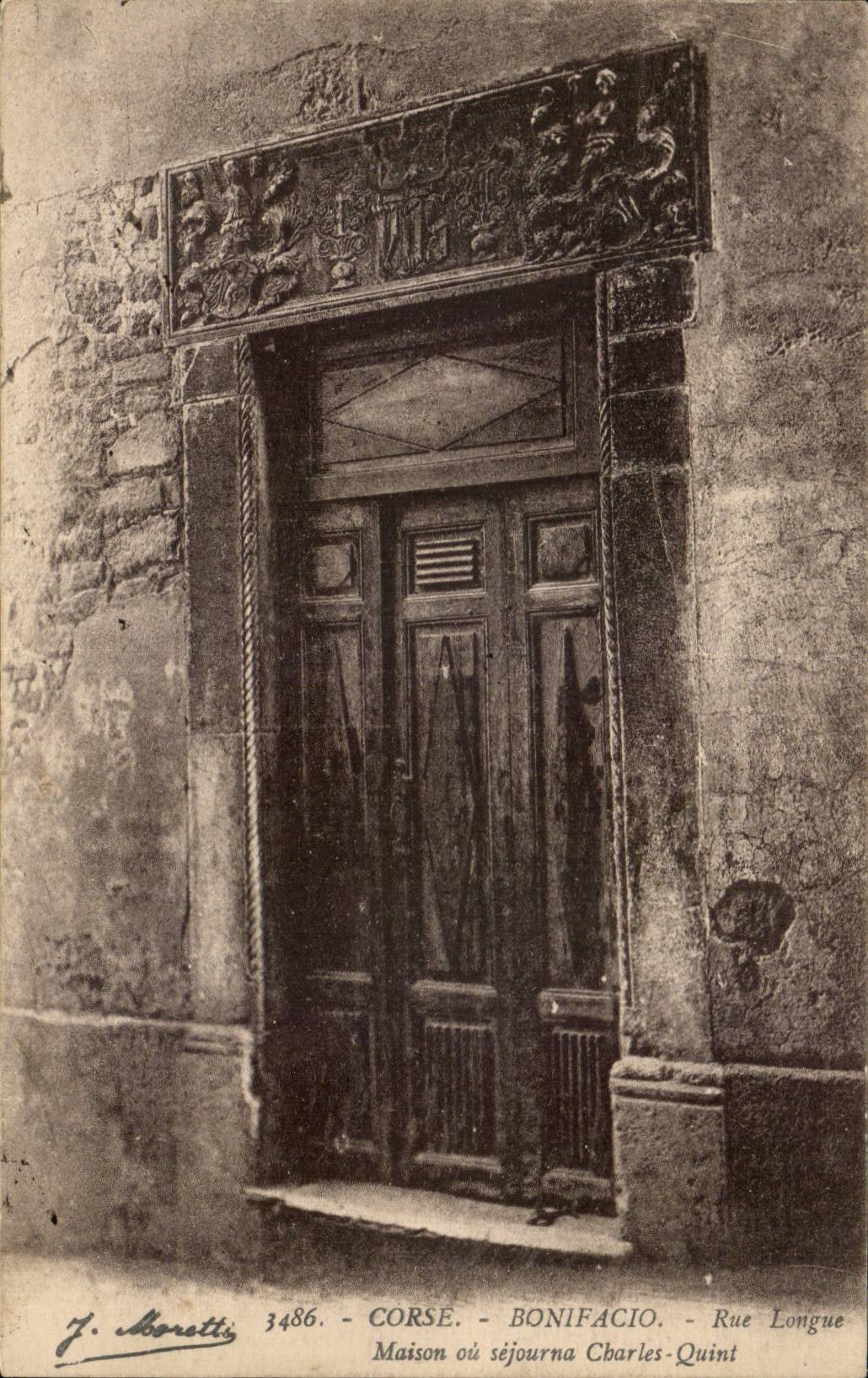 Corse Corsica CPA Bonifacio Rue longue Maison ou sejourna Charles Quint