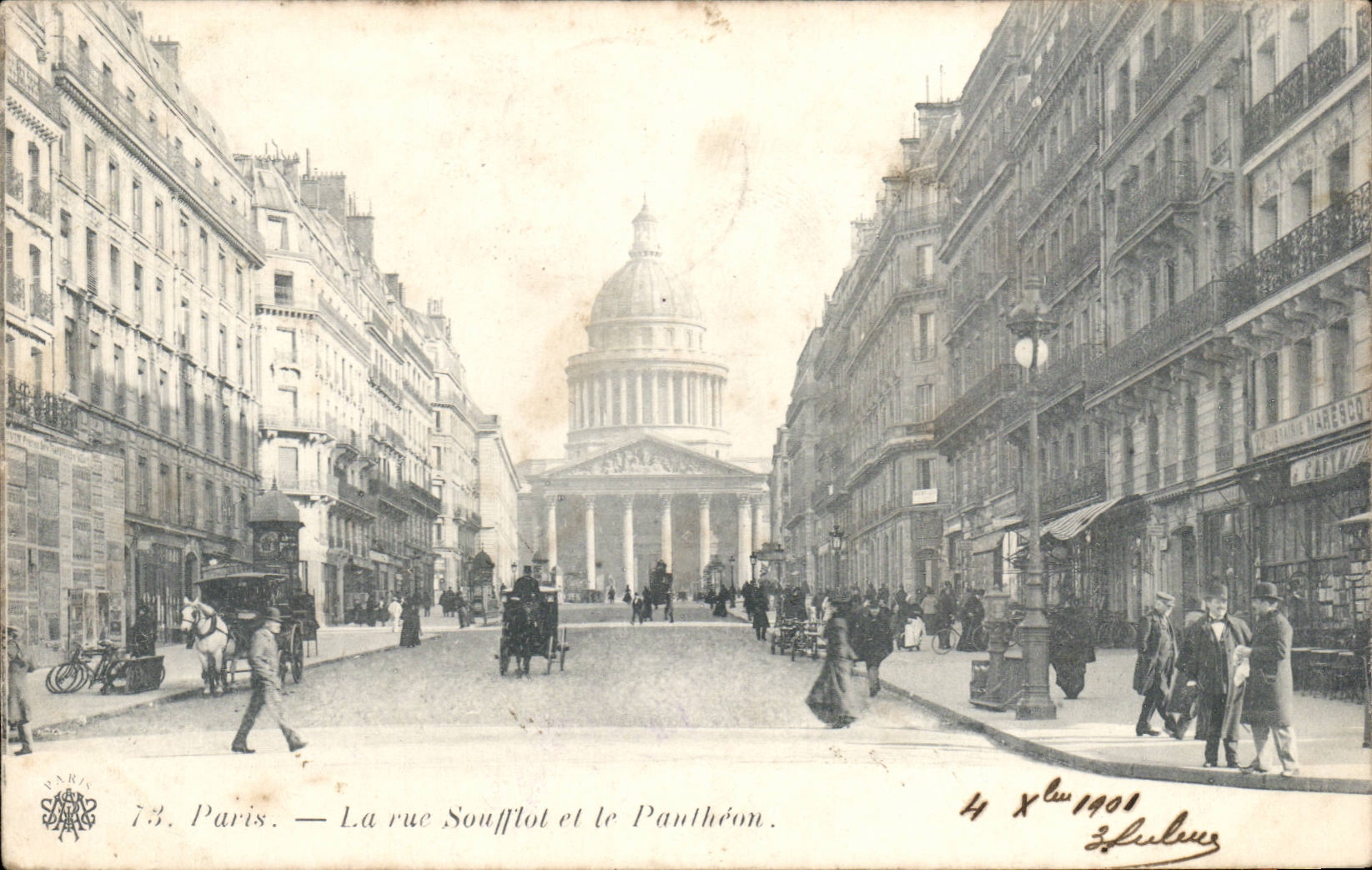 Paris CPA the street Soufflot and the Pantheon