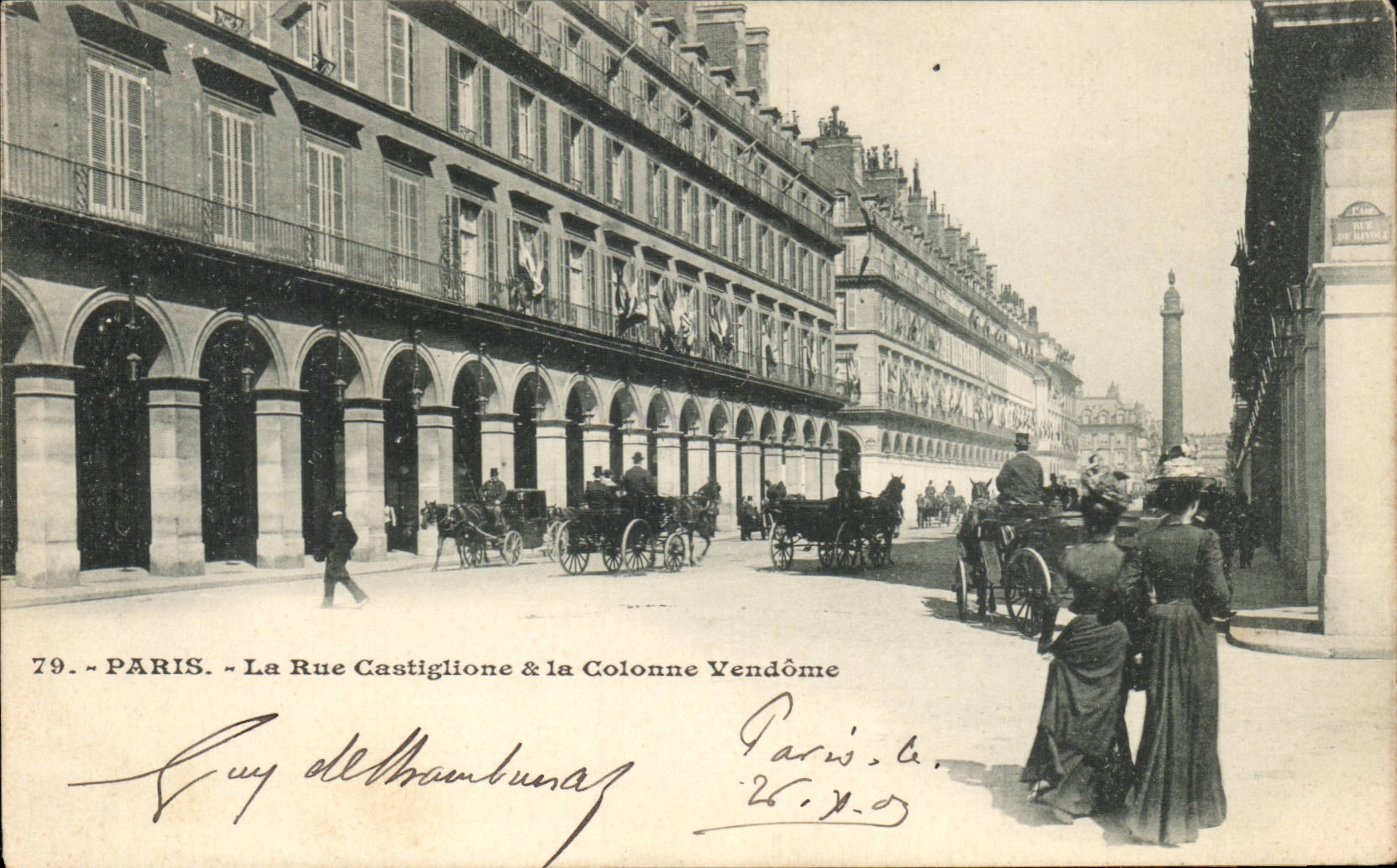Paris CPA La Rue Castiglione et la colonne Vendome