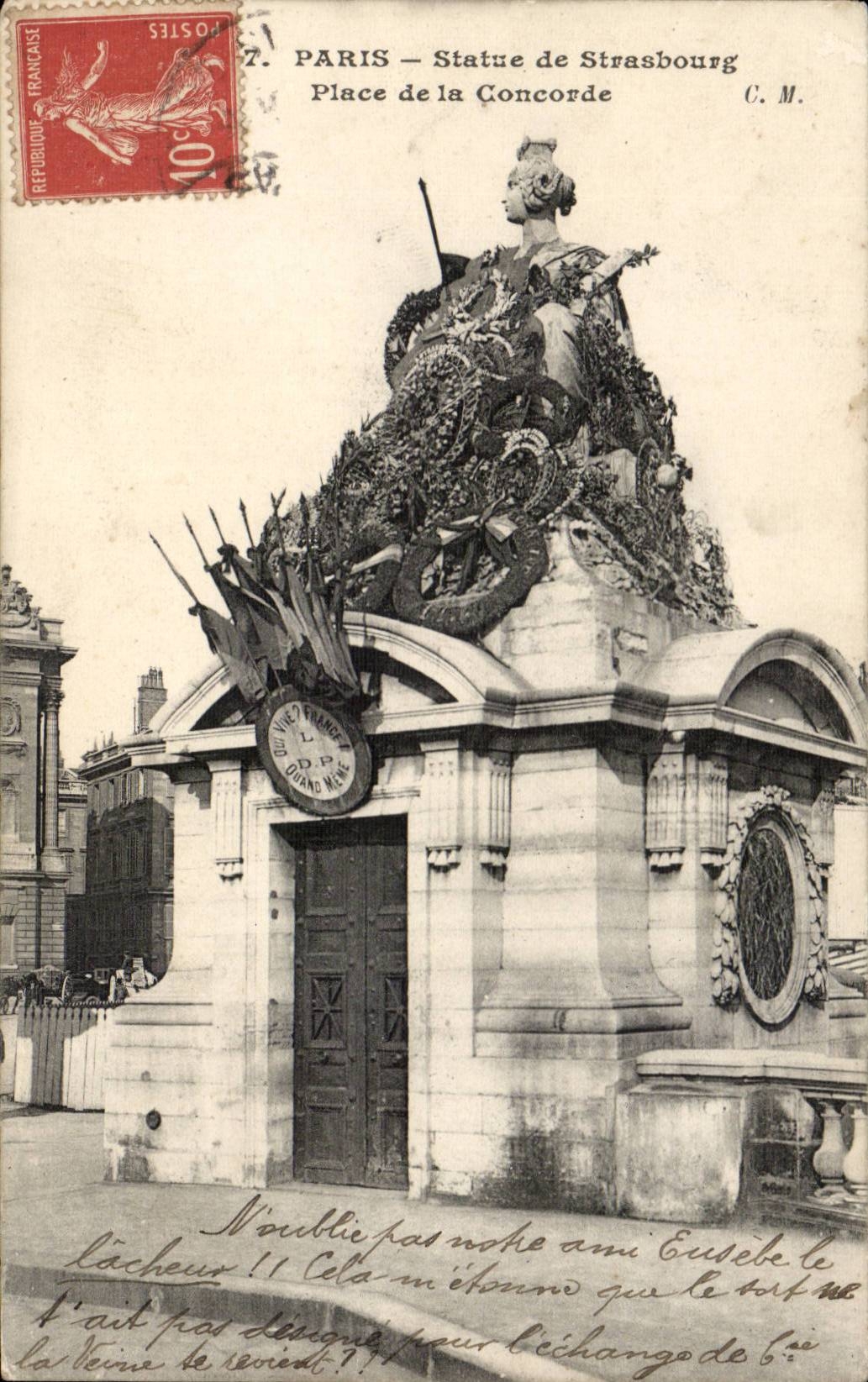 Paris CPA Statue de Strasbourg Place de la Concorde
