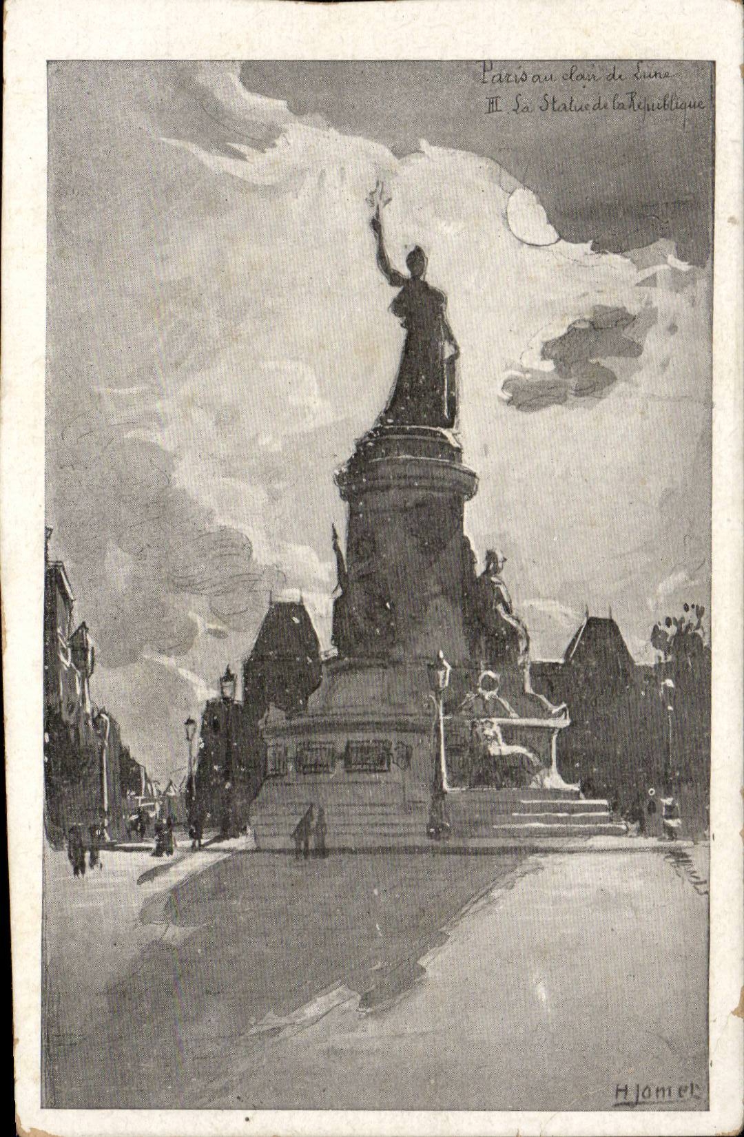 Paris CPA Statue of the Republic