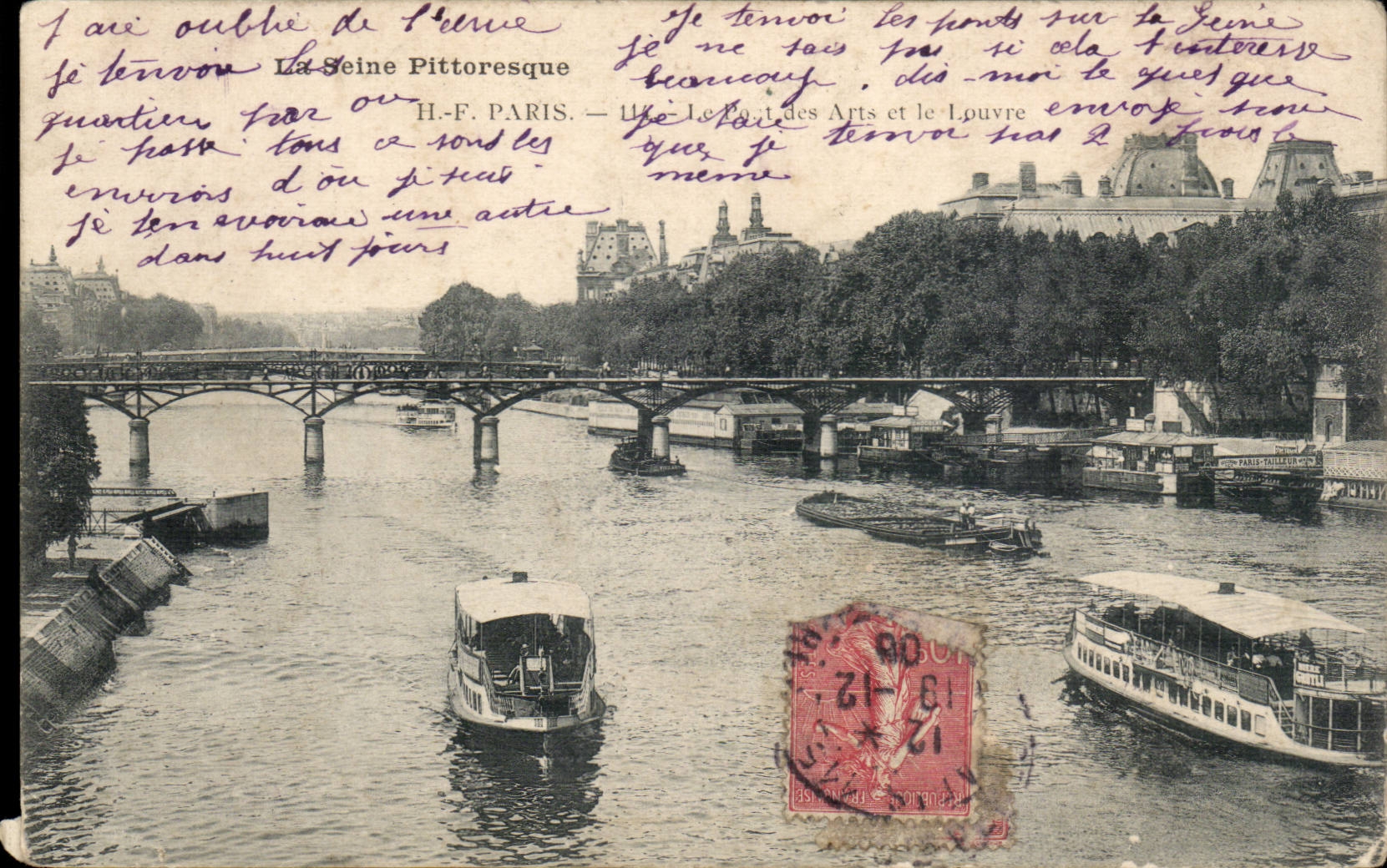 Paris CPA Le pont des Arts et le Louvre