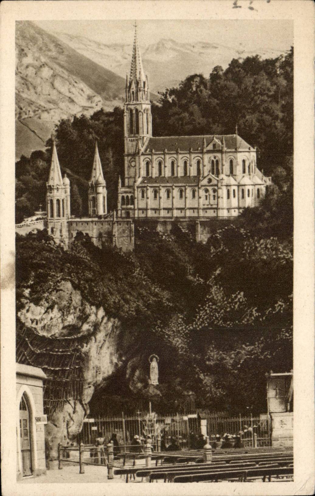 Lourdes CPA the basilica and the cave