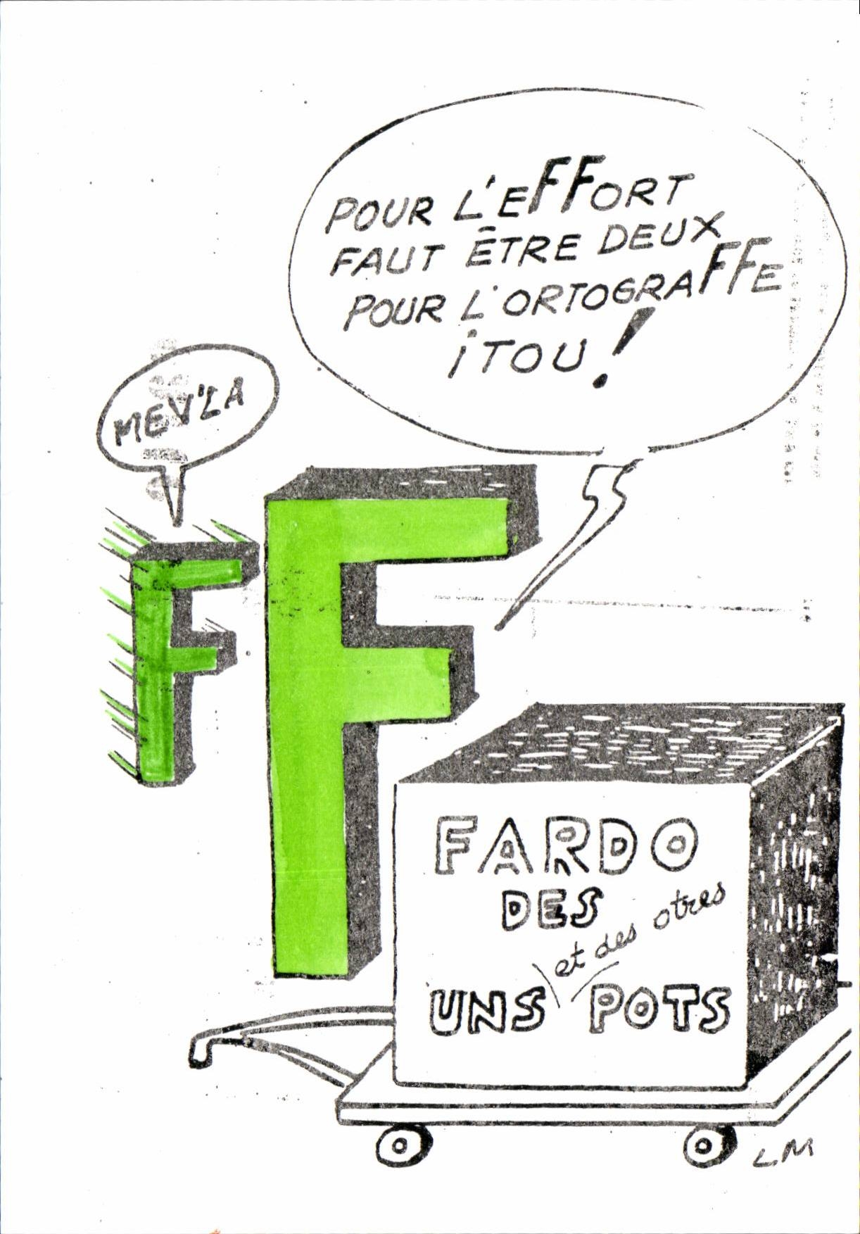 CPM lettre F Fardo des uns et des otres pots