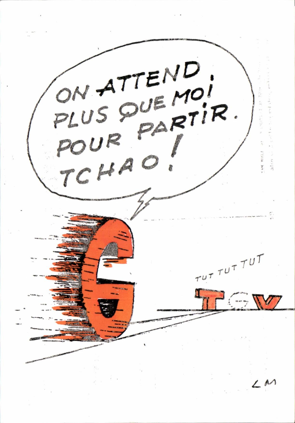 CPM lettre G On attend plus que moi pour partir tchao