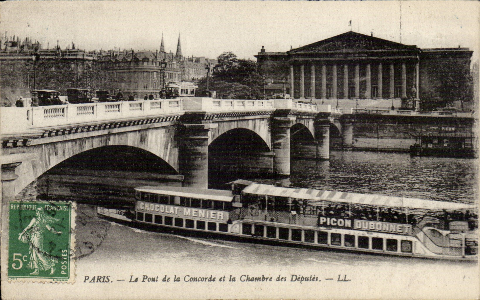 Paris CPA the bridge of the Harmony and the House of Commons (Chocolate Menier Picon Dubonnet)