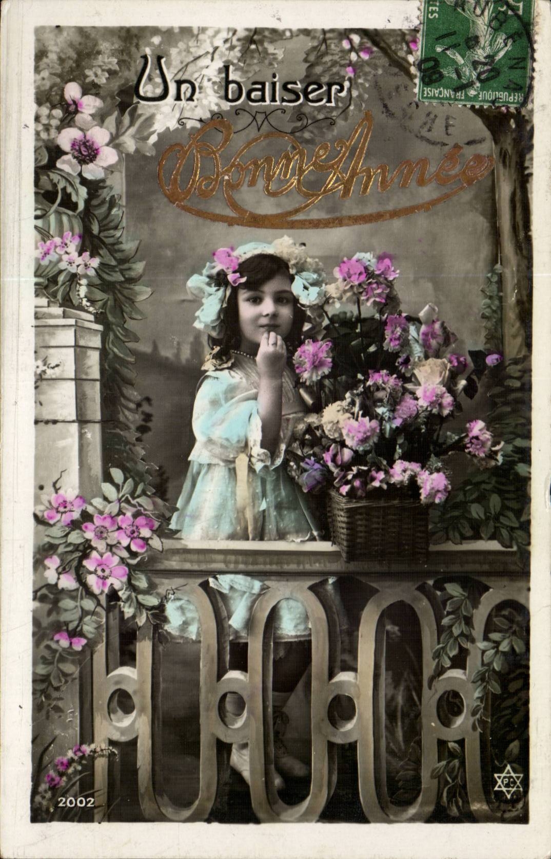 CPA Fantasy Child a kiss Happy New Year