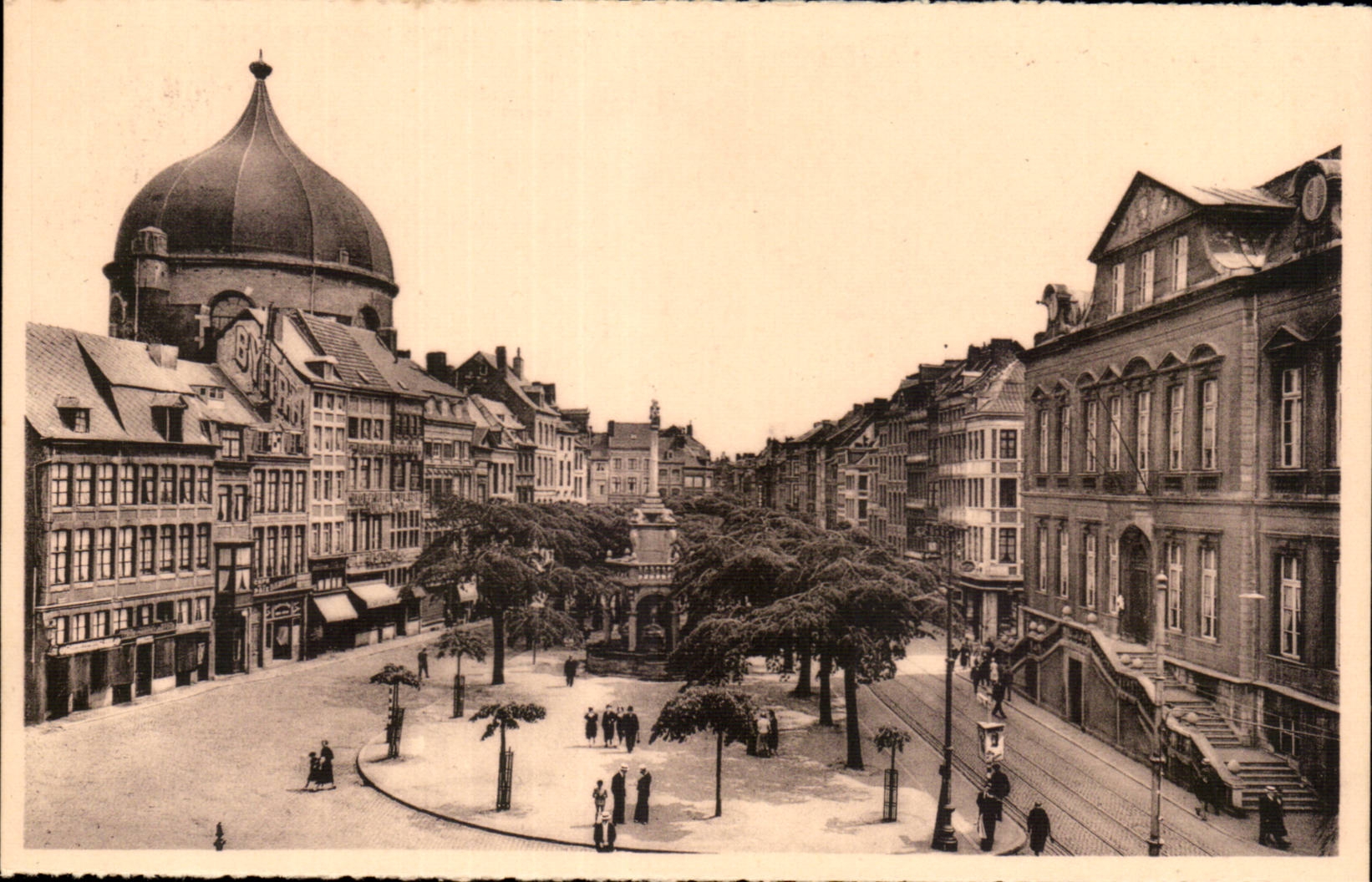 Belgie Belgium Liege CPA Places market (perron and town hall)