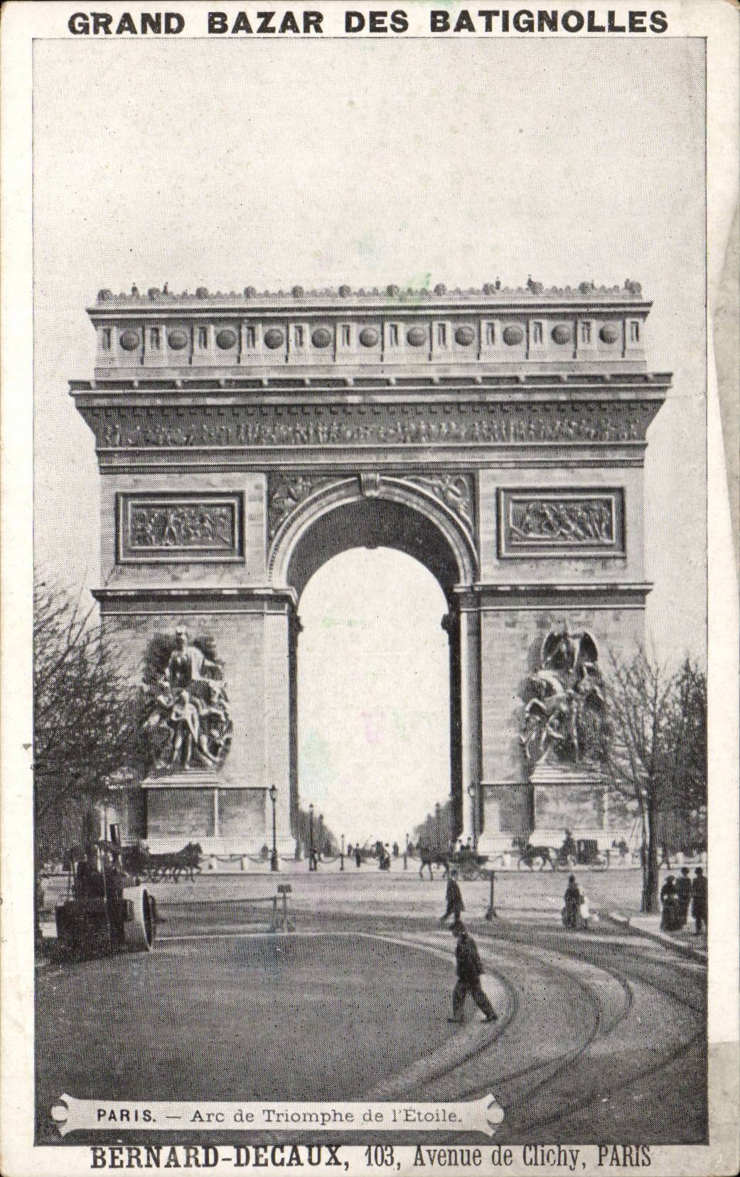Paris CPA Arc de Triomphe of Etoile (Bernard Decaux Avenue of Clichy)