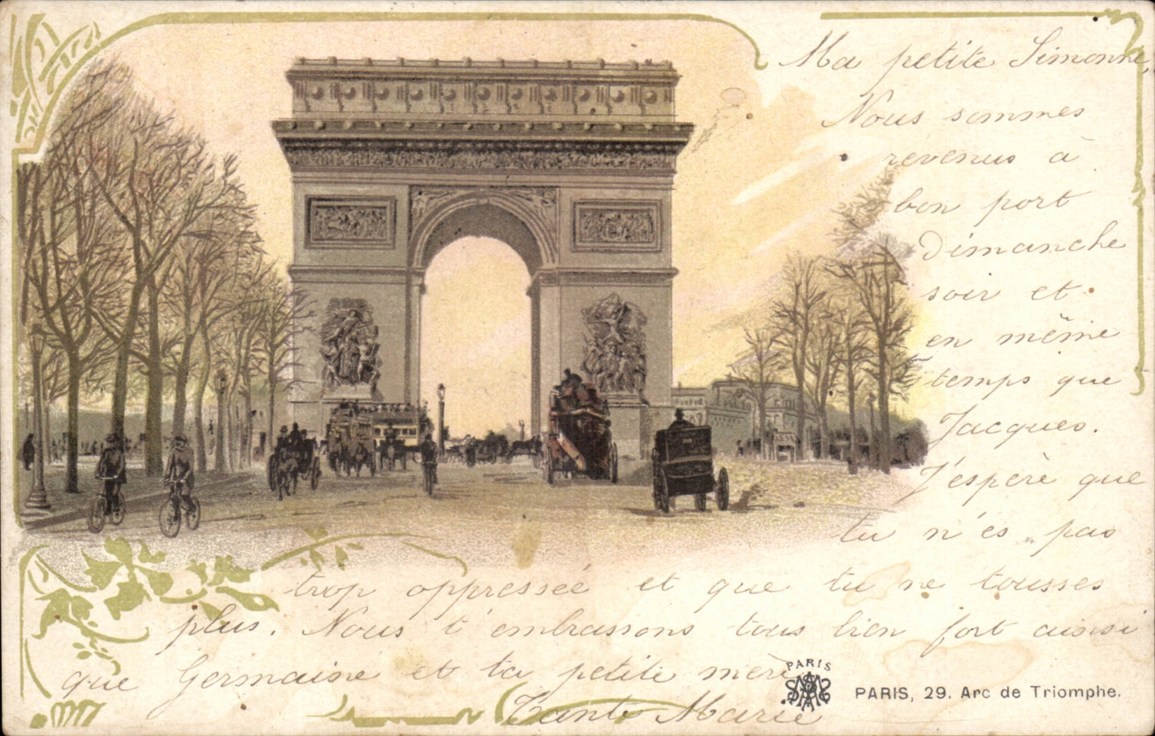 Paris CPA Arc de Triomphe of Etoile (bicycle)