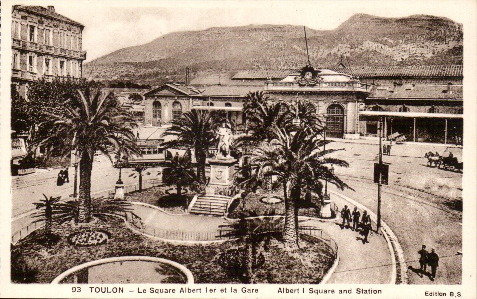 Toulon - the Public garden Albert I and Train station - CPA