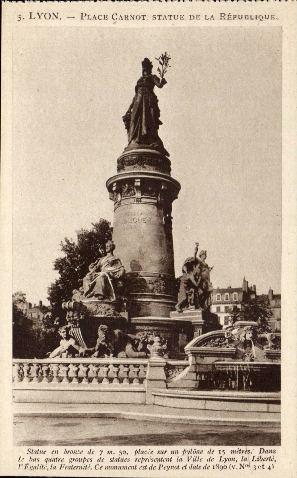 Lyon - Carnot Platz - Statue der Republik - CPA