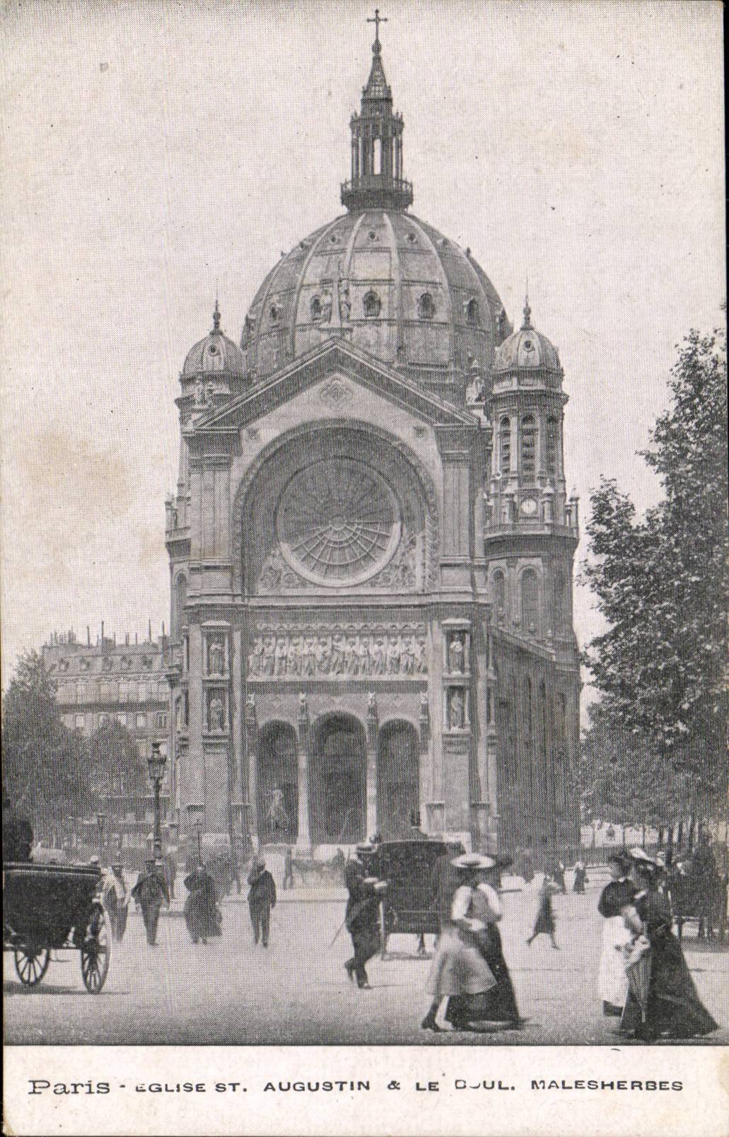 Paris - 8 - Church St Augustin - barouche - - CPA