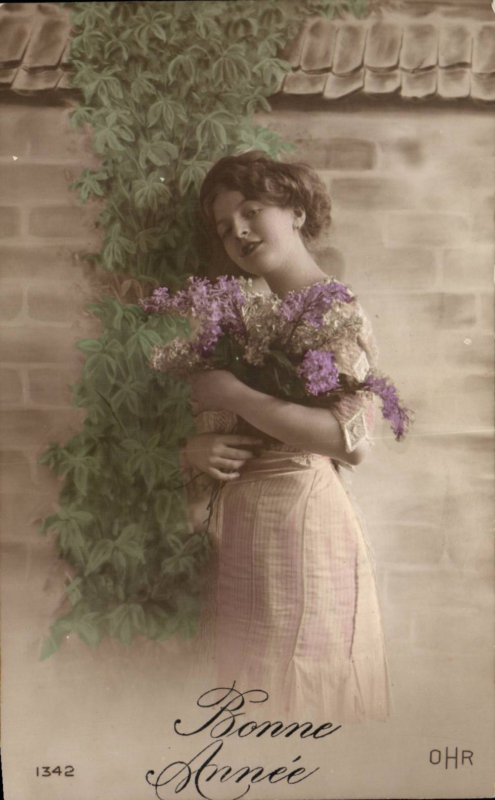 Fantasy - Child - Sweet little girl with flowers - Good Anne - CPA