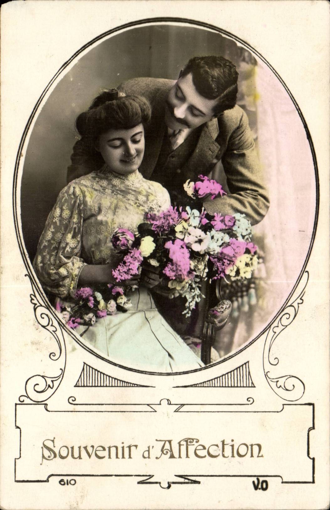 Fantaisie - Happy Couple - Souvenir d'Affection - CPA 