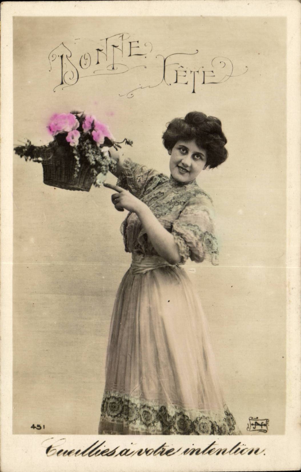 Festivals - Good Festival - Woman with flowers - CPA