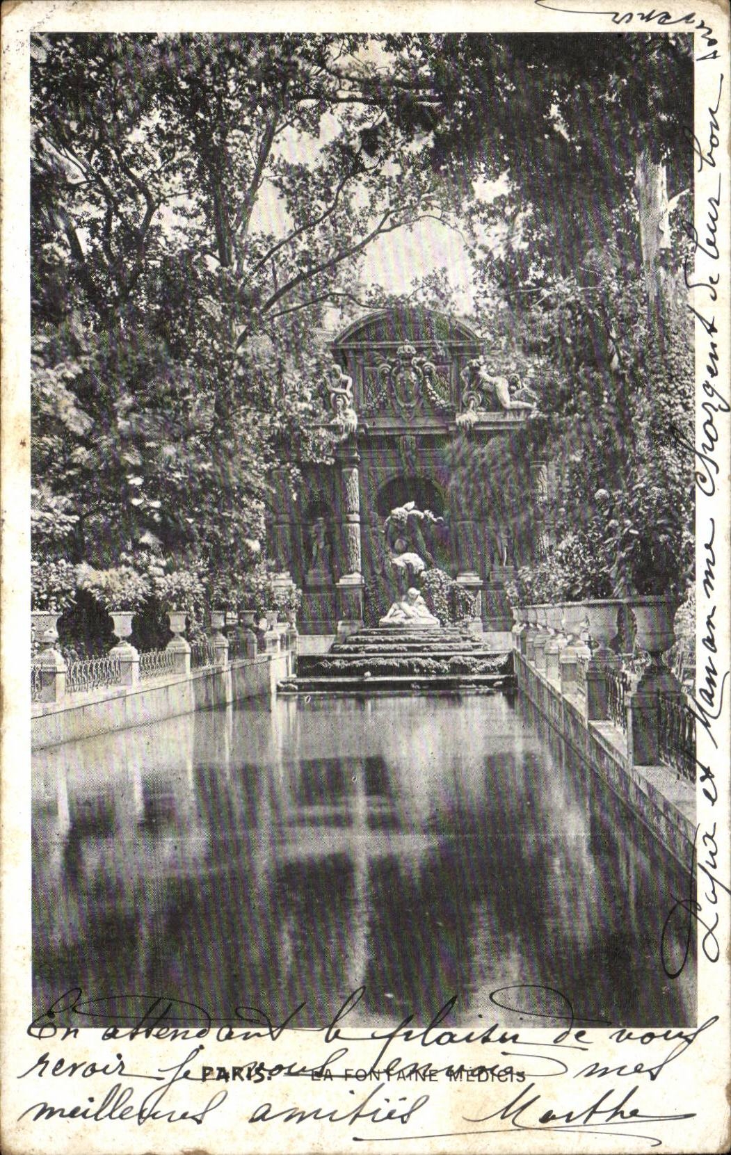 Paris - 6 - Garden of Luxembourg - Fountain of Medicis - CPA