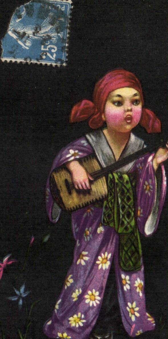 Fantasy - Child - Illustration - Singing child singing guitar - CPA