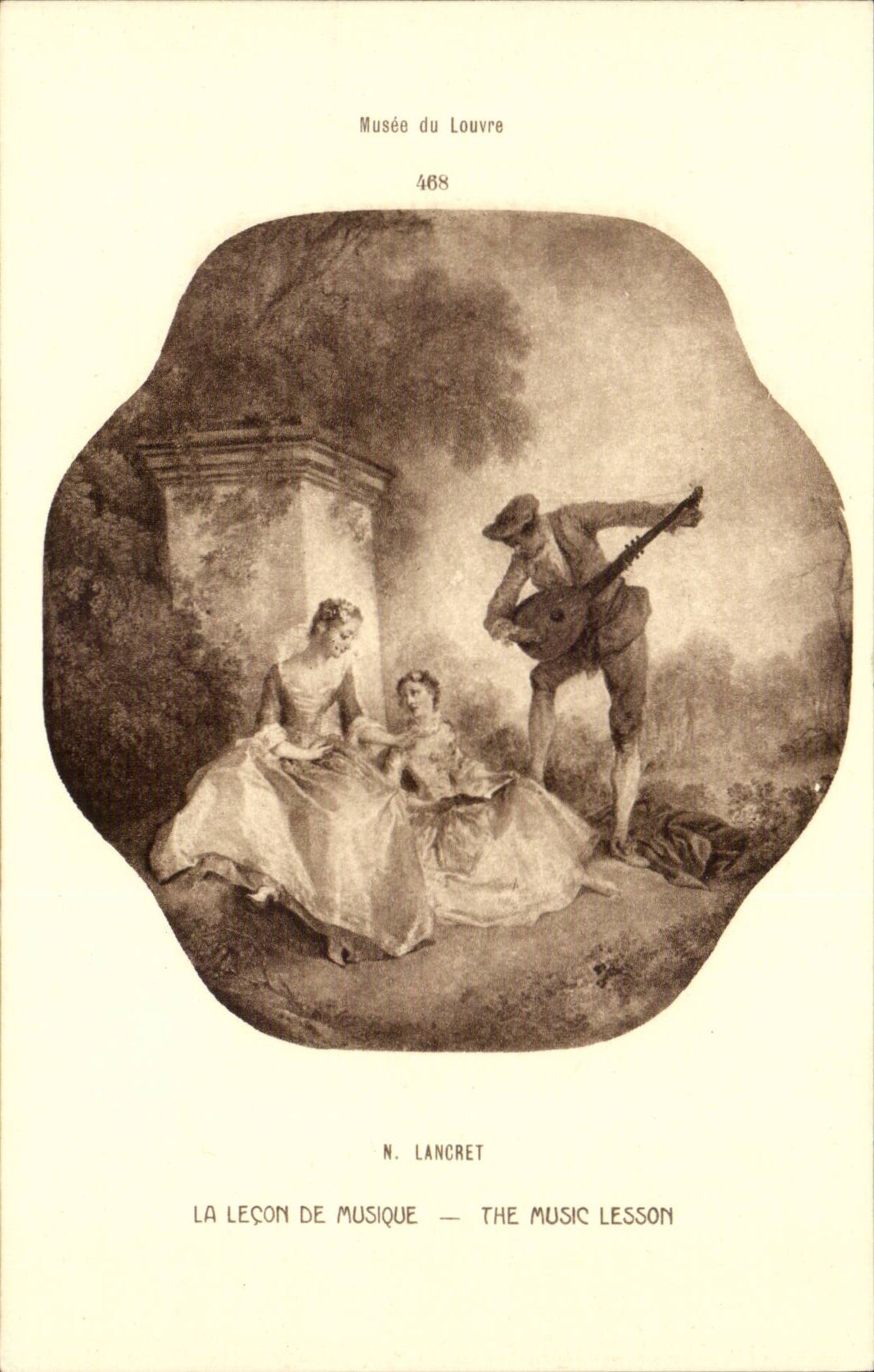 Tableaux - Arts - Musee du Louvre - Lancret - Lecon de Musique - The Music lesson - - intrument - CPA 