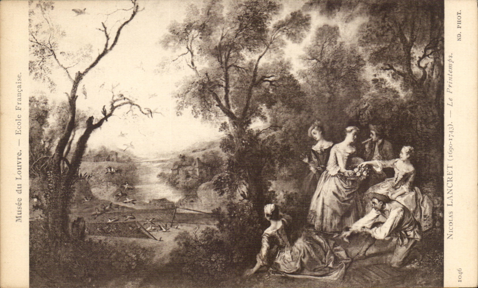 Tableaux - Arts - Musee du Louvre - Lancret - Le Printemps - The Music lesson - - intrument - CPA 