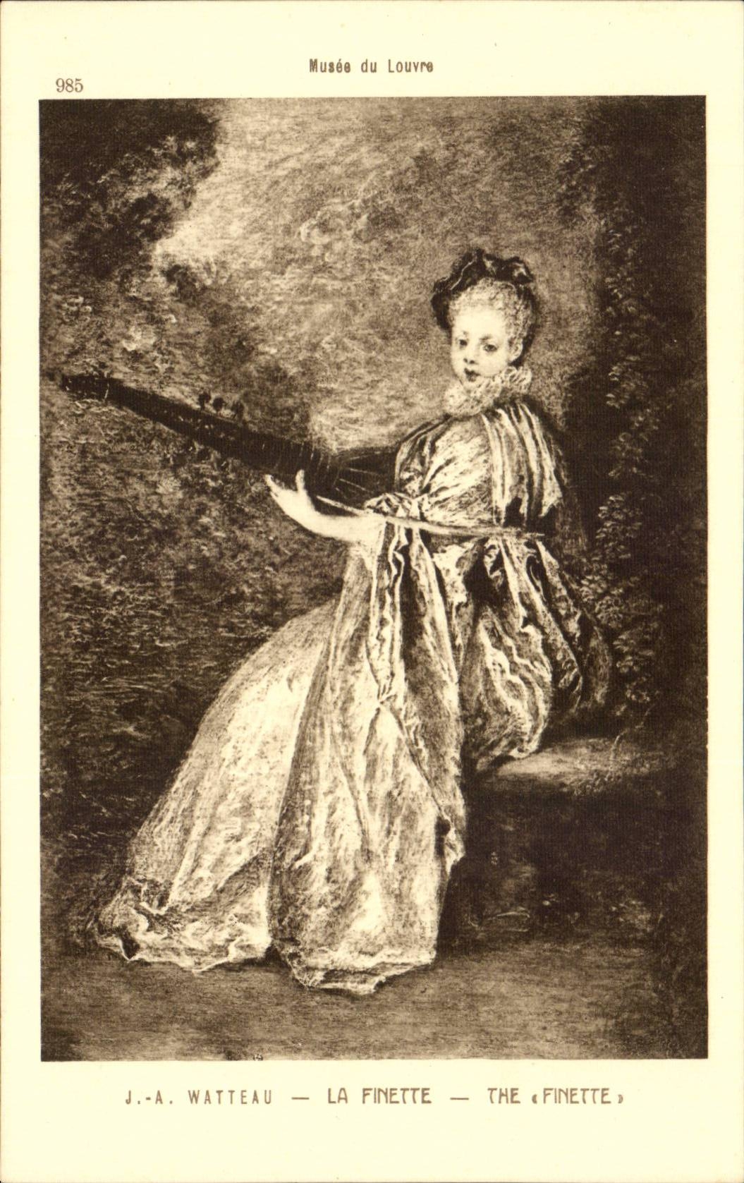 Arts - Tableaux -Musee du Louvre - Watteau - La Finette - musique - music - instrument - CPA 