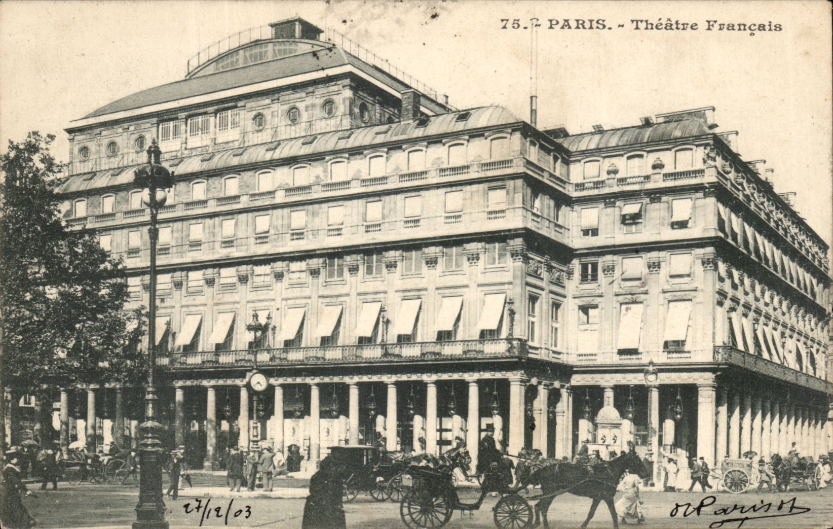 Paris - 1 - Theatre Francaise - caleche - cheval - horse - CPA