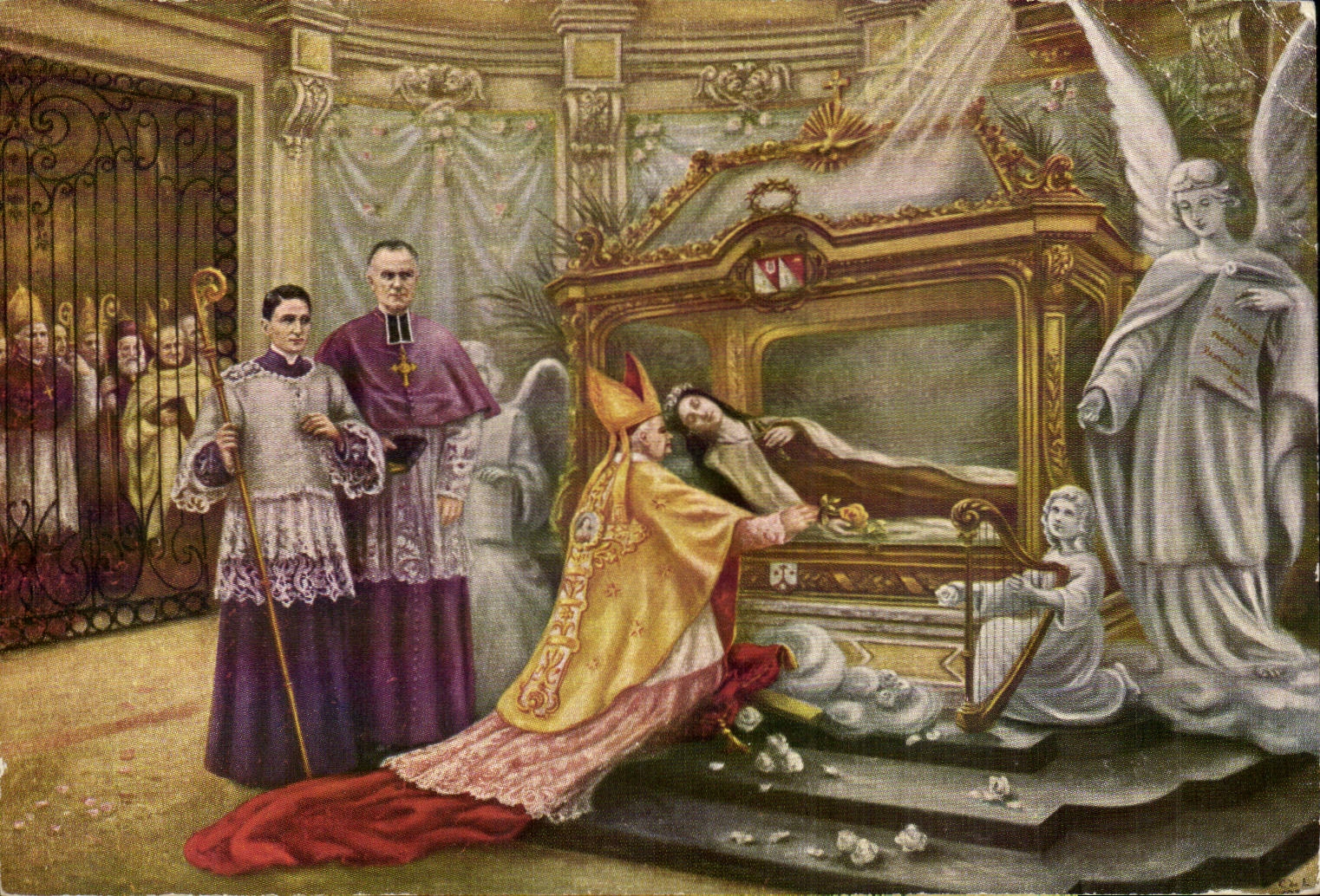 CPA Fantasy In front of the chasseSte Therese of the Jesus child on September 30th 1925 the cardinla Vico papal legate Pink Of O