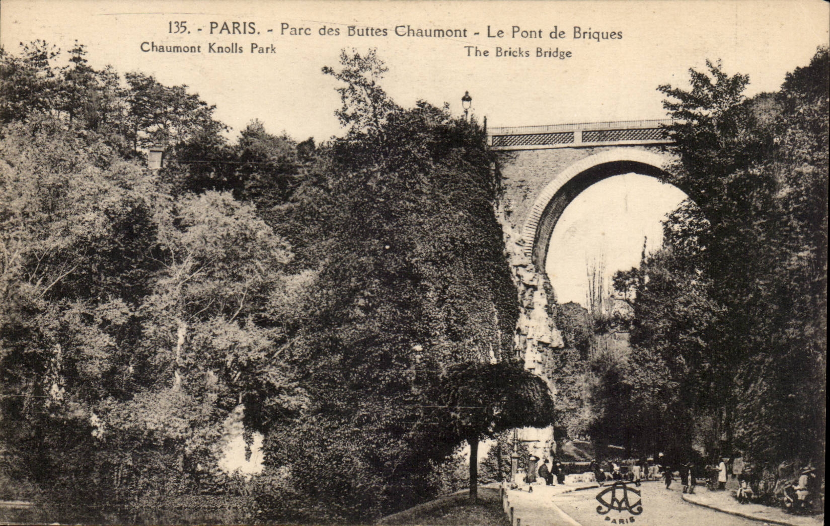 Paris CPA Park of the Chaumont Hillocks the bridge of Bricks