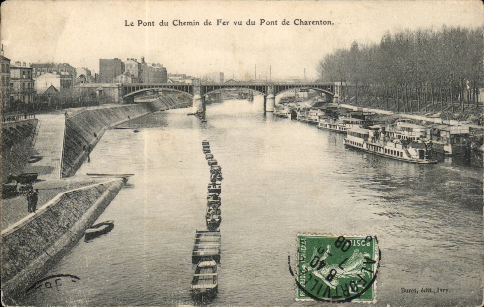 Paris CPA Le pont du chemin de fer vu du pont de Charenton