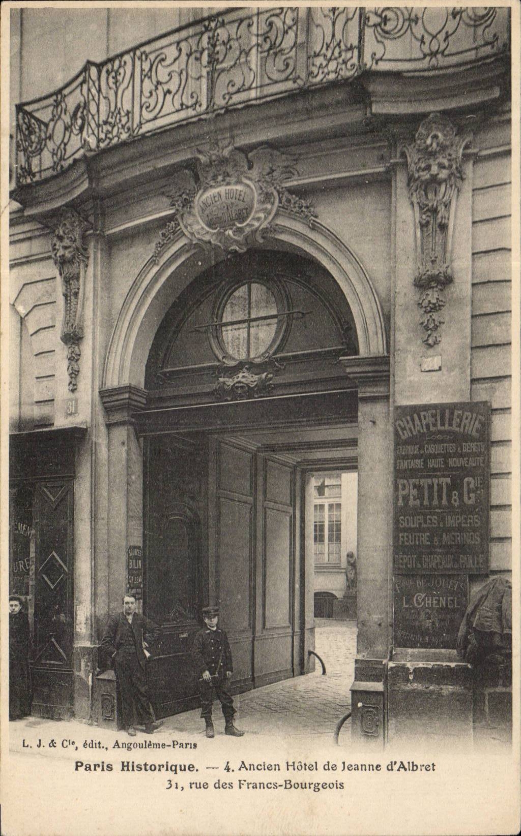 Paris CPA Ancien hotel de Jeanne d'albret 31 rue des Francs Bourgeois
