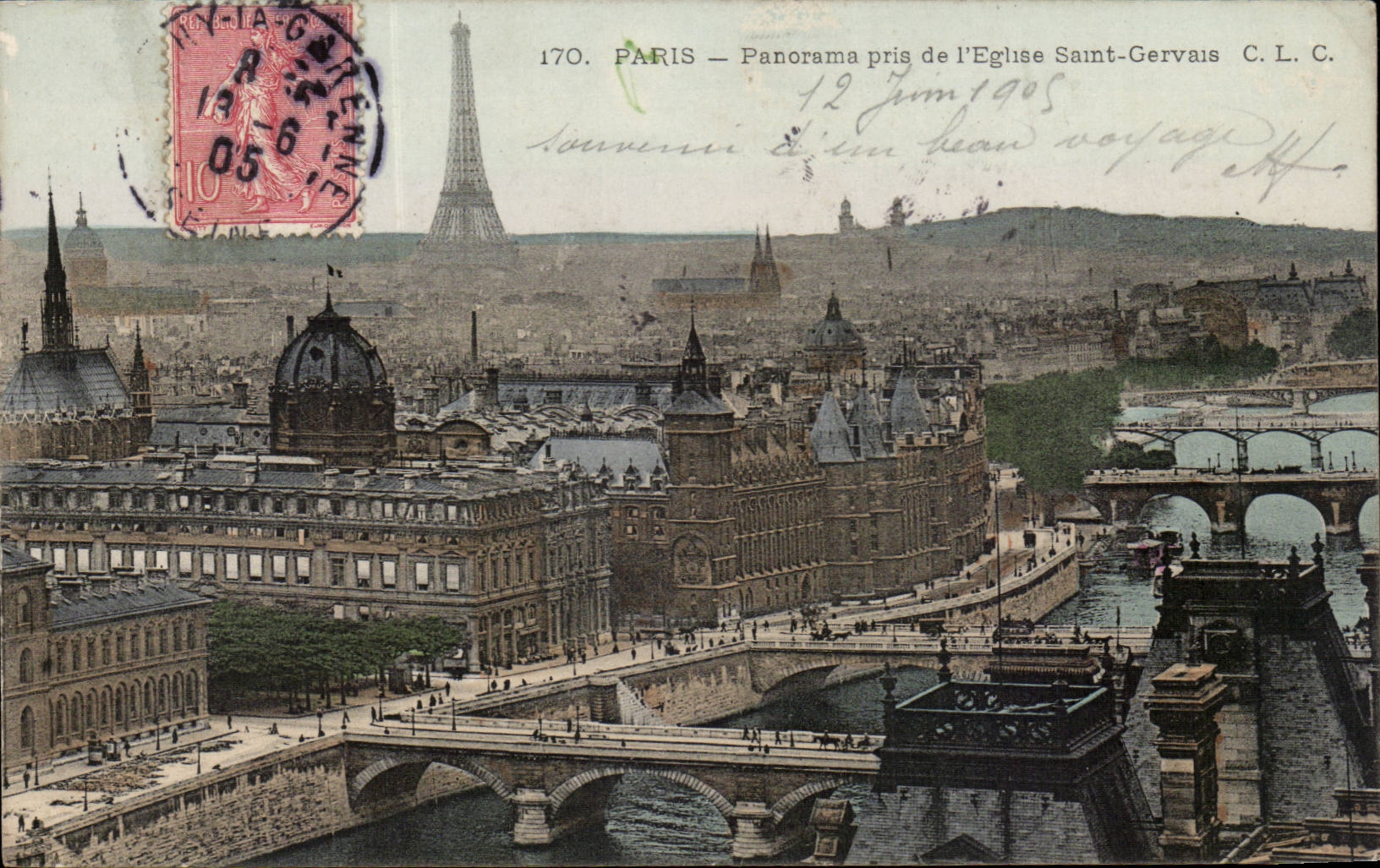 Paris CPA Panorama pris de l'eglise Saint Gervais (Tour Eiffel)