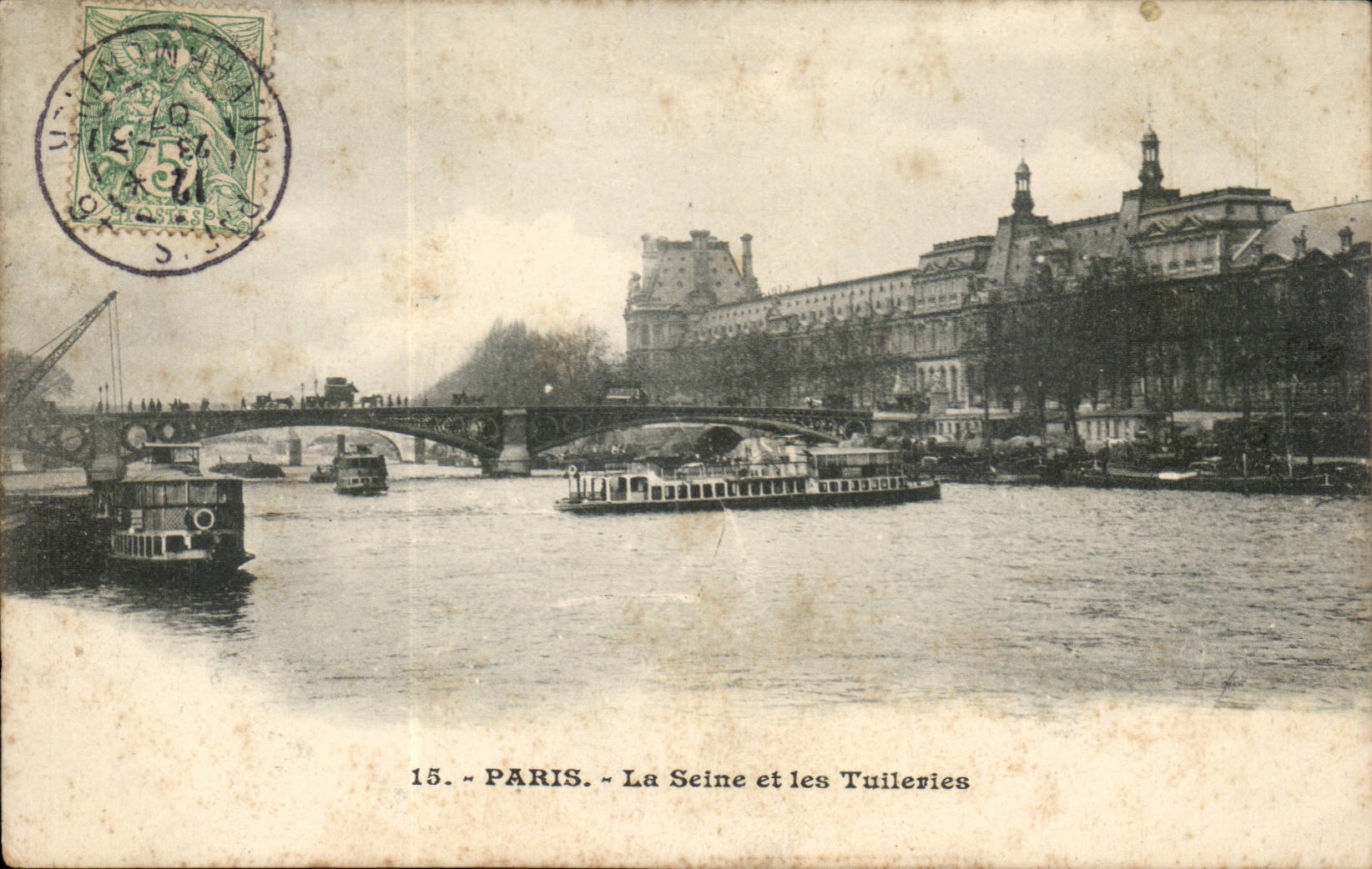 Paris CPA la Seine et les Tuileries