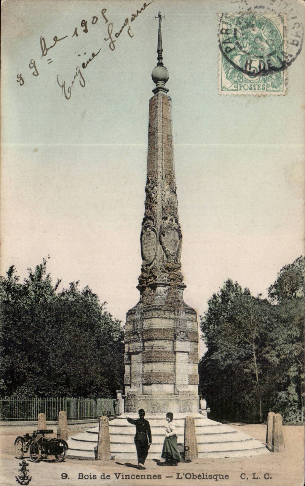 Wood of Vincennes CPA the obelisk