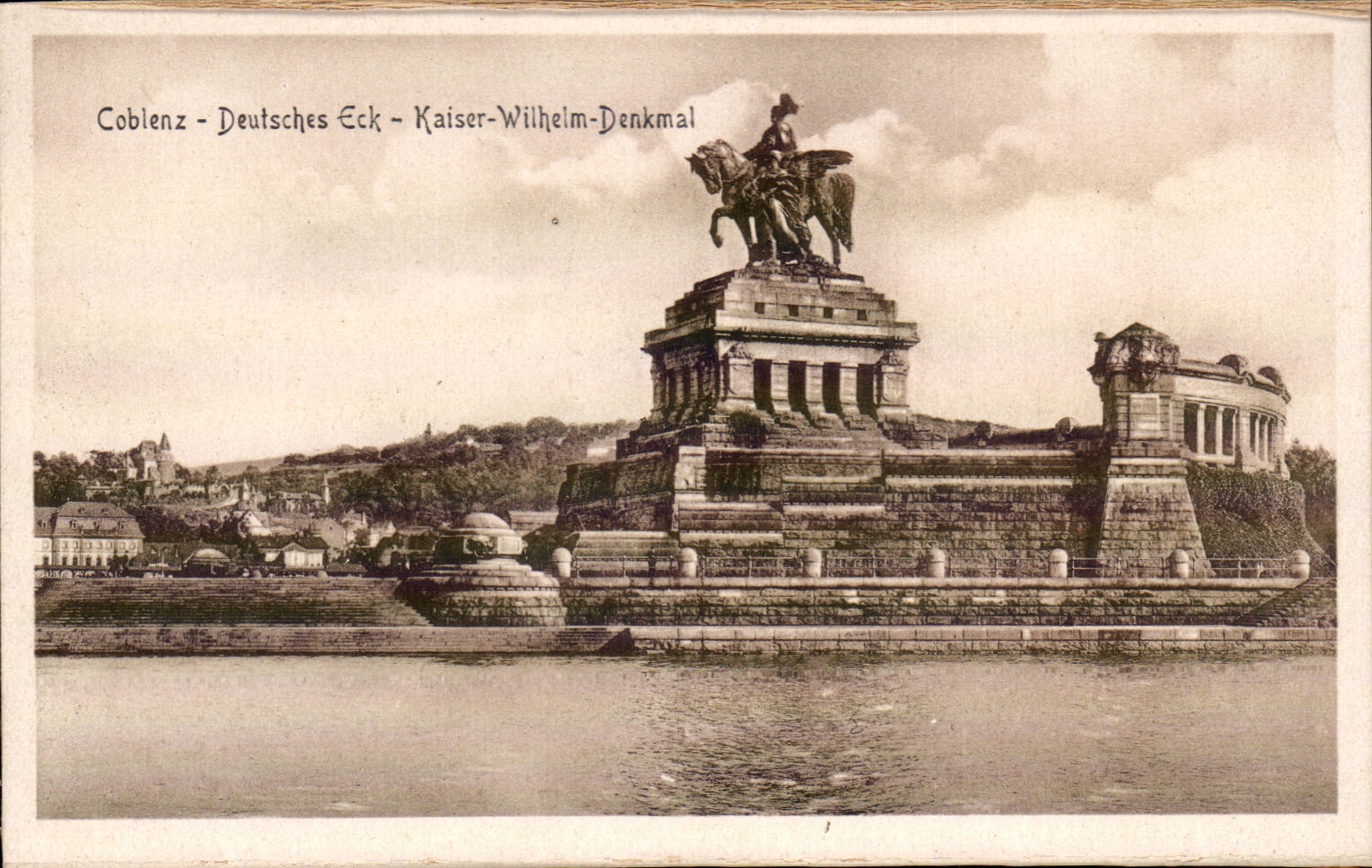 CPA Coblenz Deutsches Eck Kaiser Wilhelm Denkmal