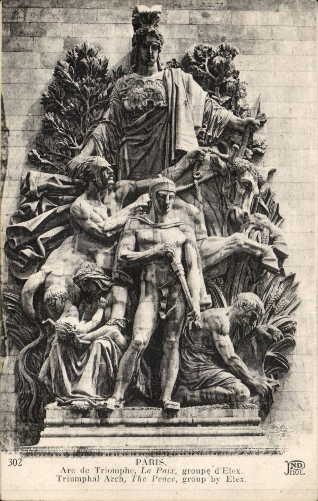 Paris CPA Arc de Triomphe peace groups of Etex