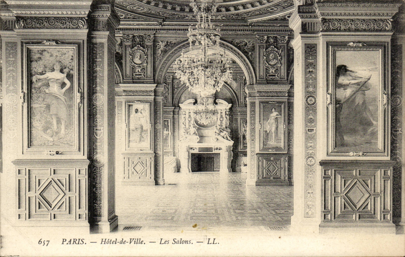 Paris CPA L'hotel de ville Les salons