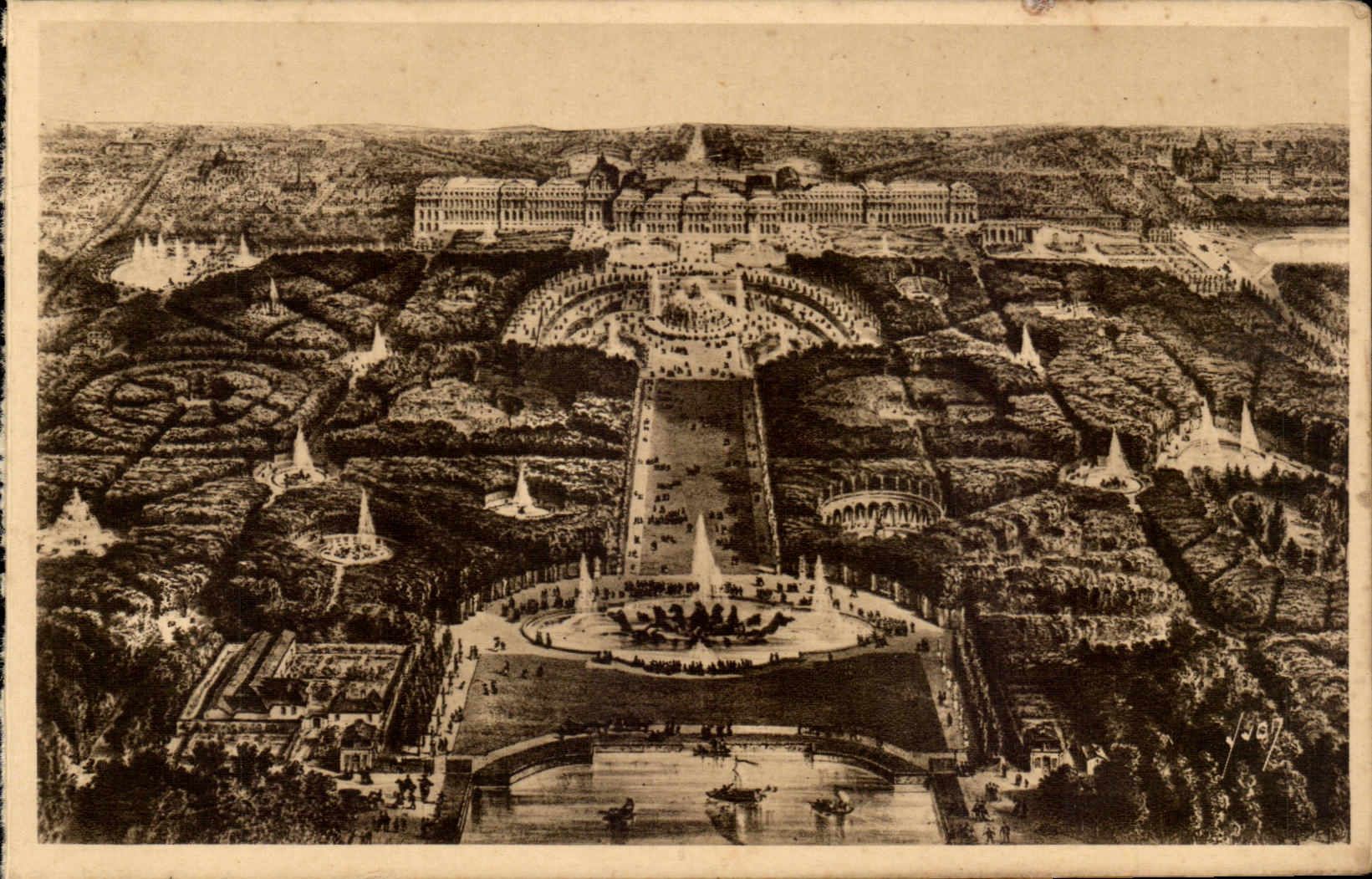 Versailles CPA the palate and the park seen as the crow flies