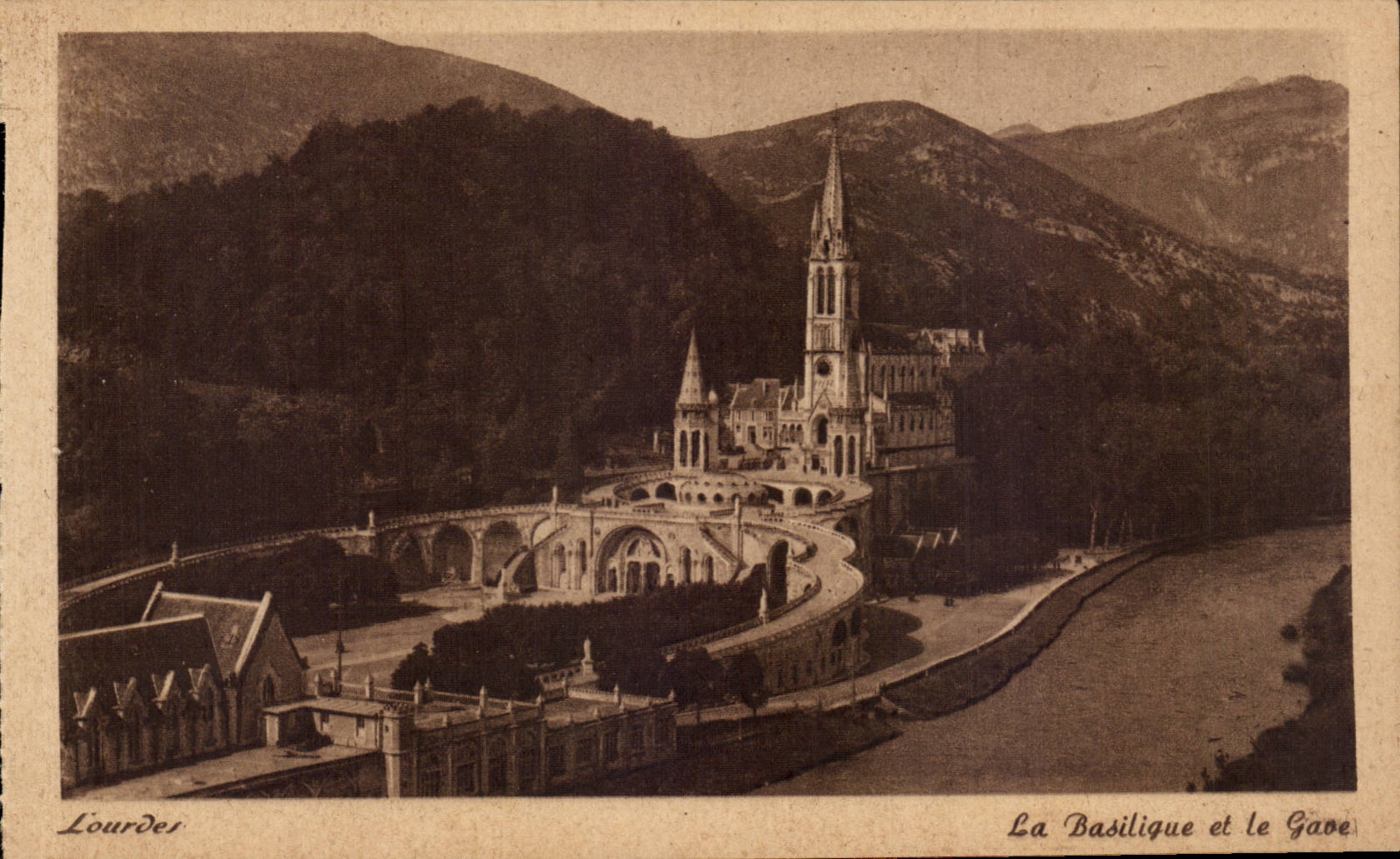 Lourdes CPA the basilica and Gave