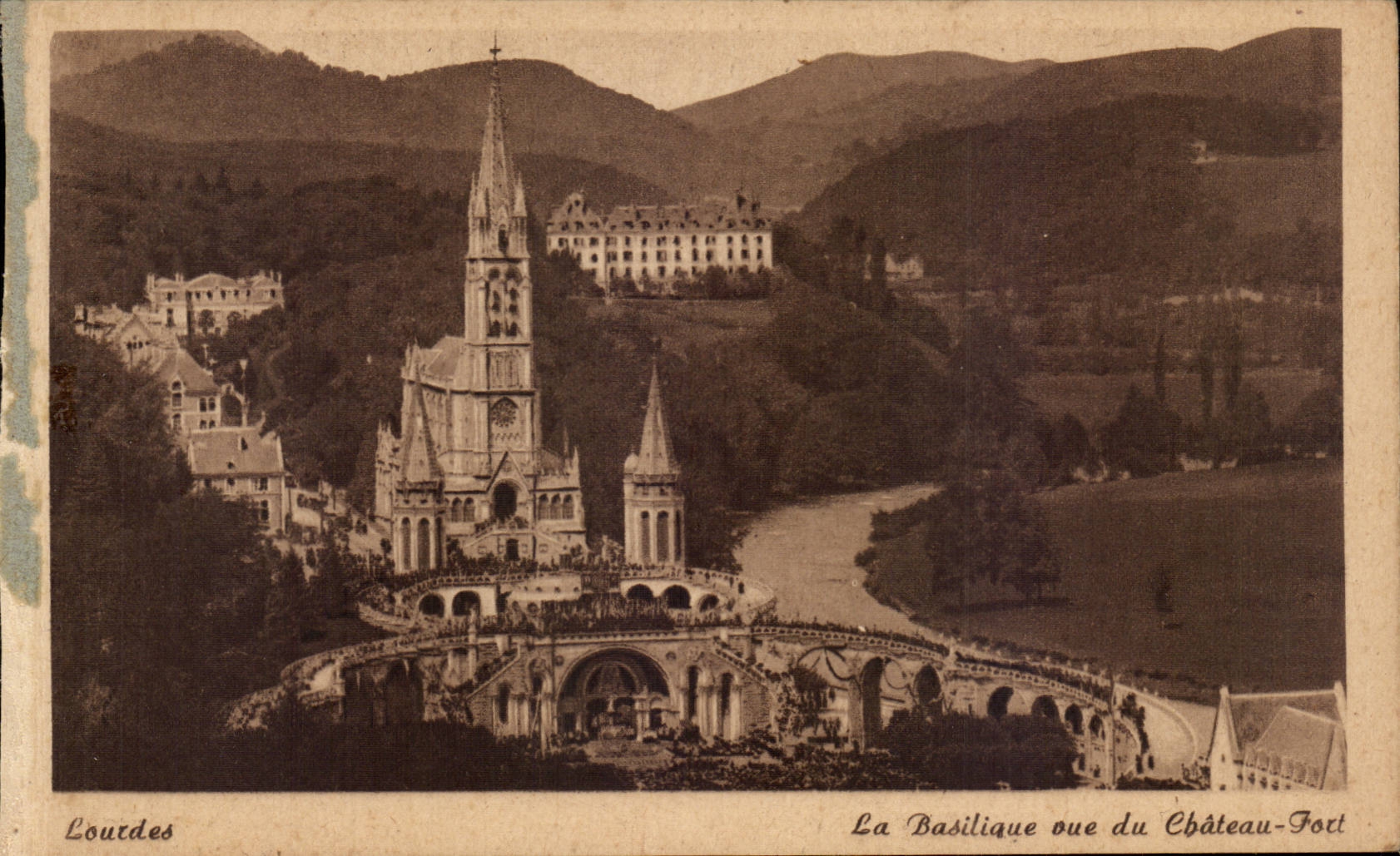 Lourdes CPA the basilica seen of the strong castle