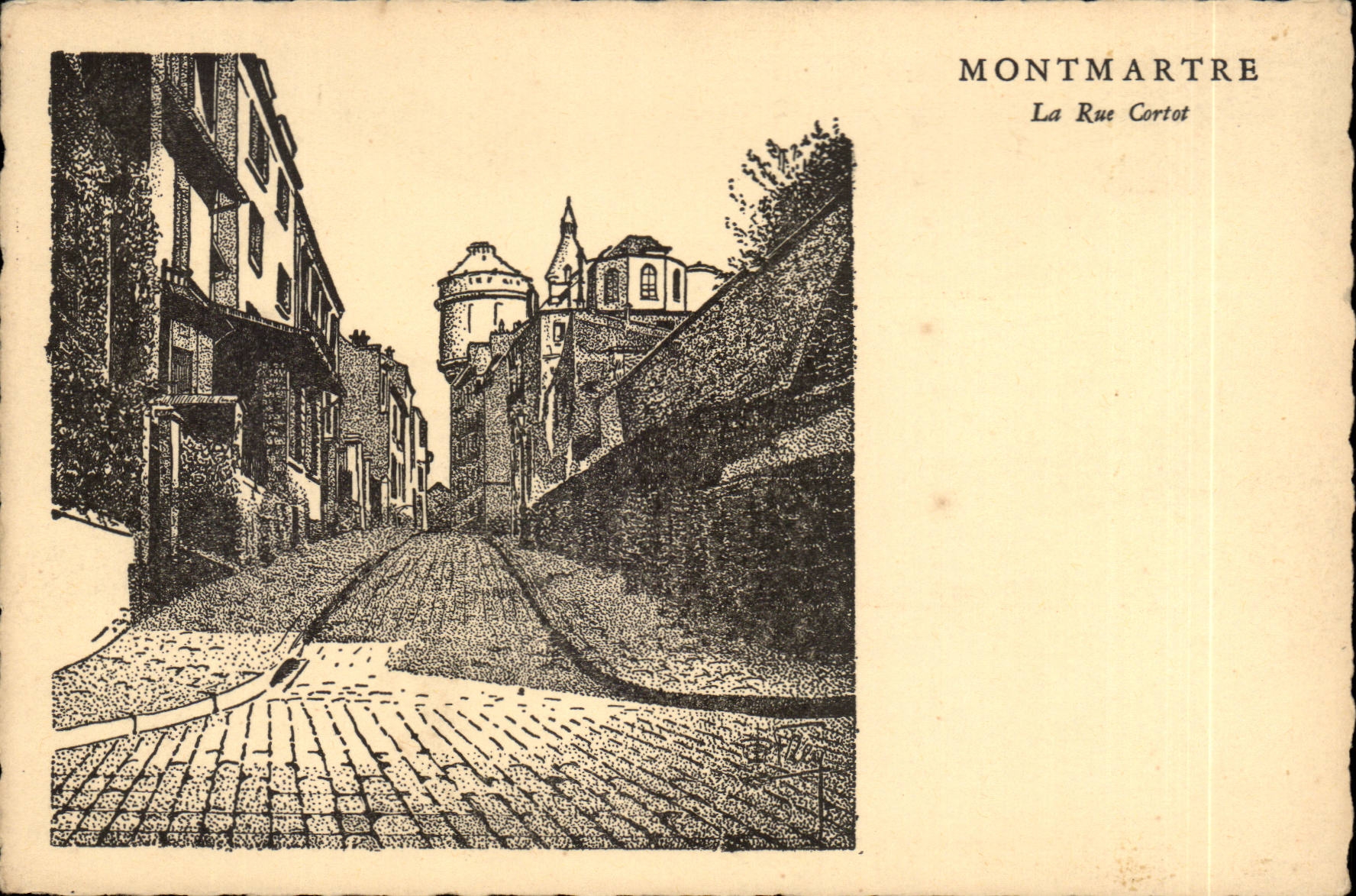 CPA Fantaisie Paris Montmartre La rue Cortot