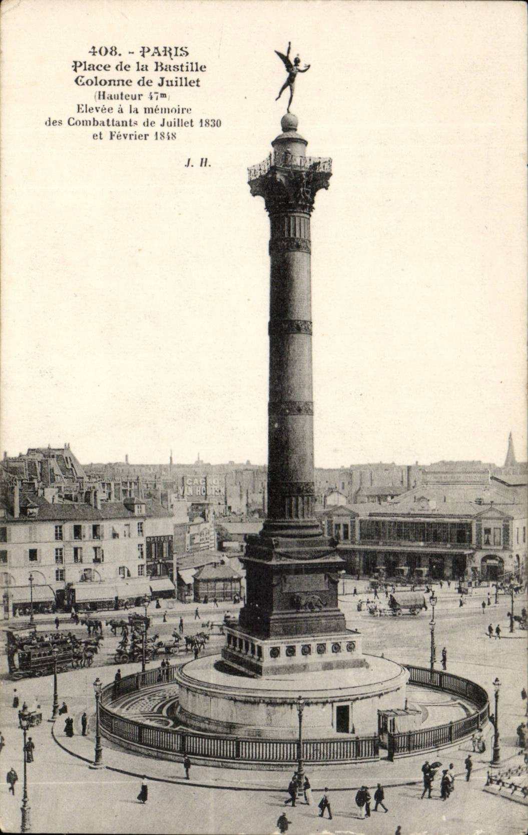 Paris CPA Places Bastille Column of July