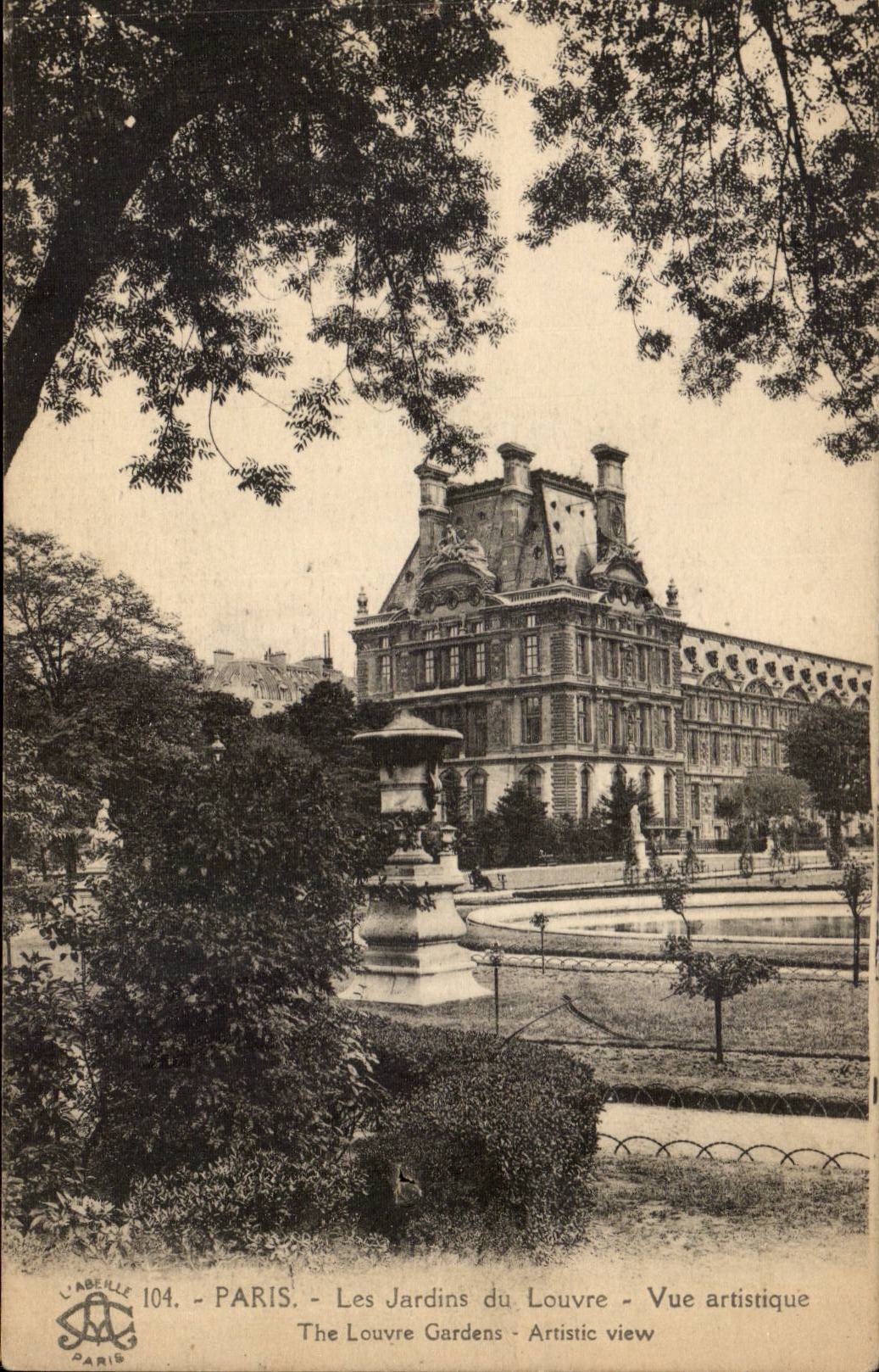 Paris CPA Les jardins du Louvre Vue artistique