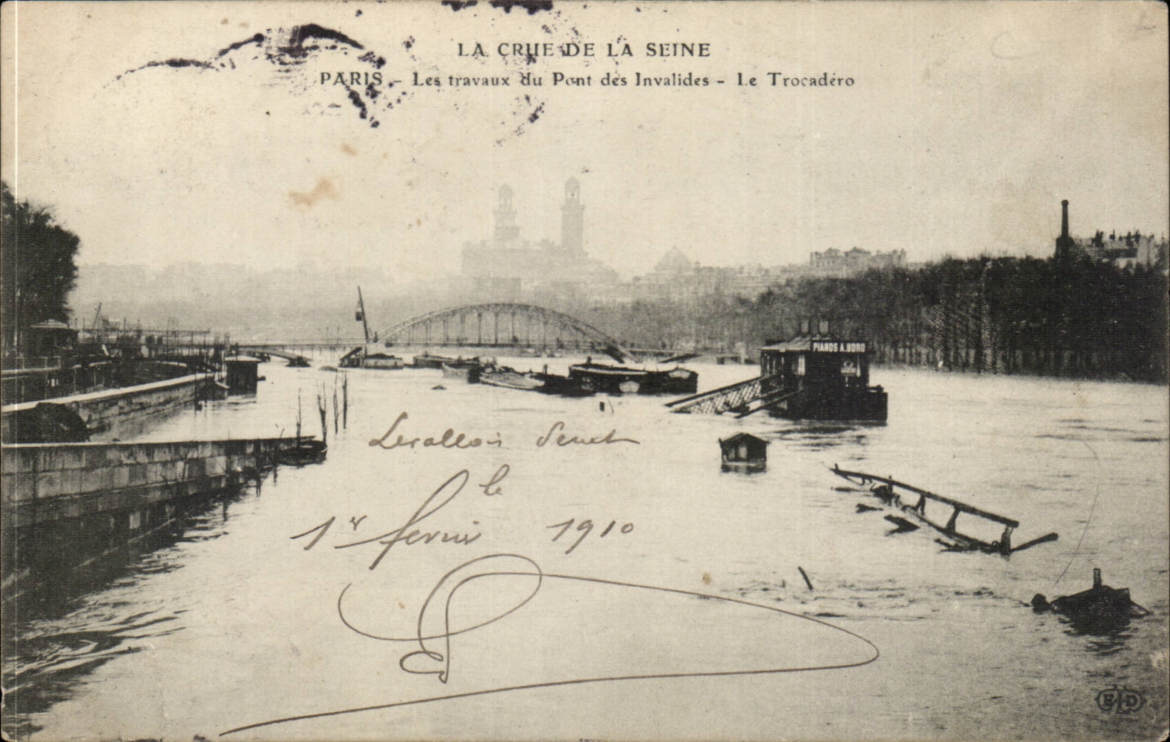 Paris CPA work of the bridge of Invalides Trocadero